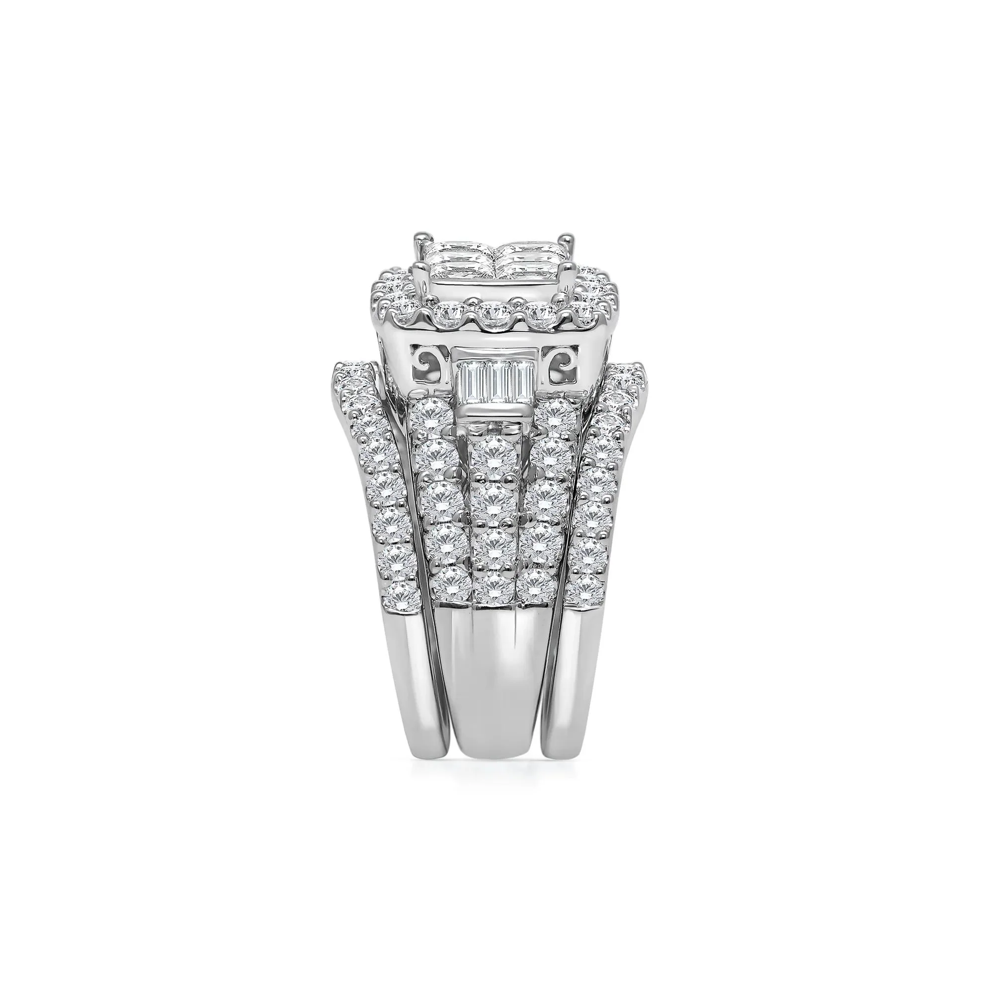 4 CT. Tw. Princess-Cut Diamond Composite Engagement Ring Set 10K White Gold Size 7 - Image 3
