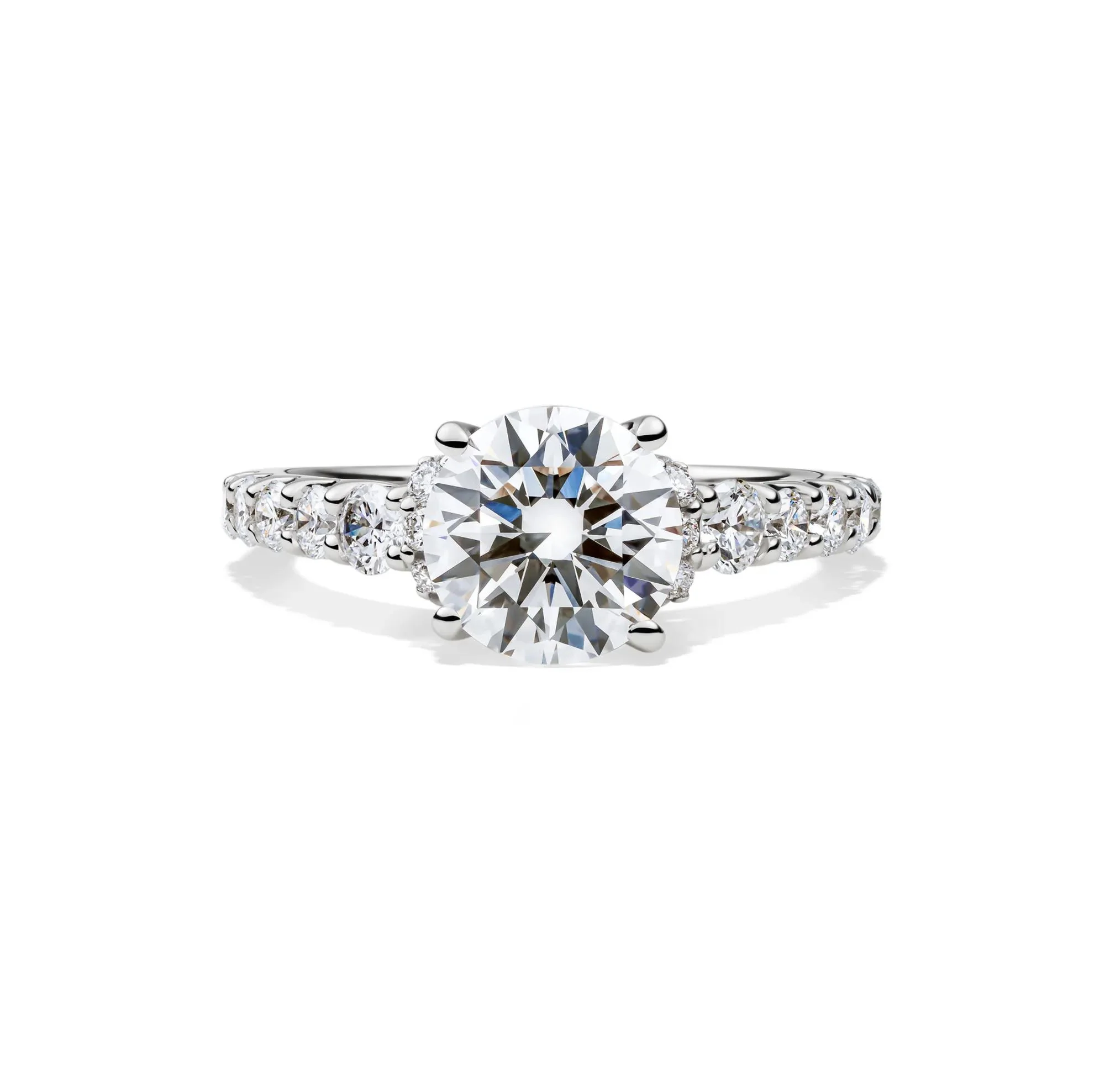 3/4 CT. Tw. Lab Grown Diamond Round Engagement Ring 14K White Gold (2-) Size 9