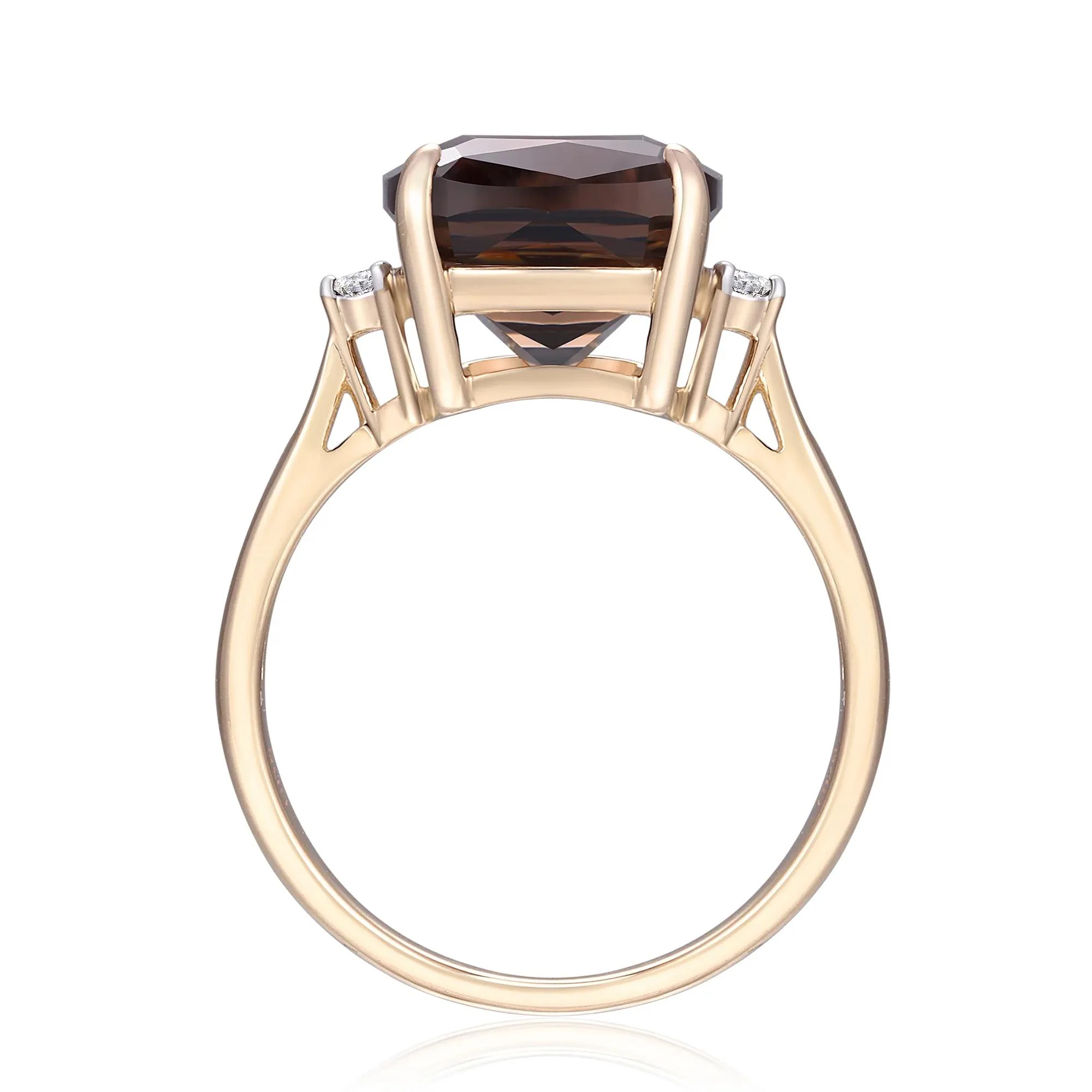 Smoky Quartz and Diamond Accent Ring 10K Yellow Gold Size 6 - Image 2