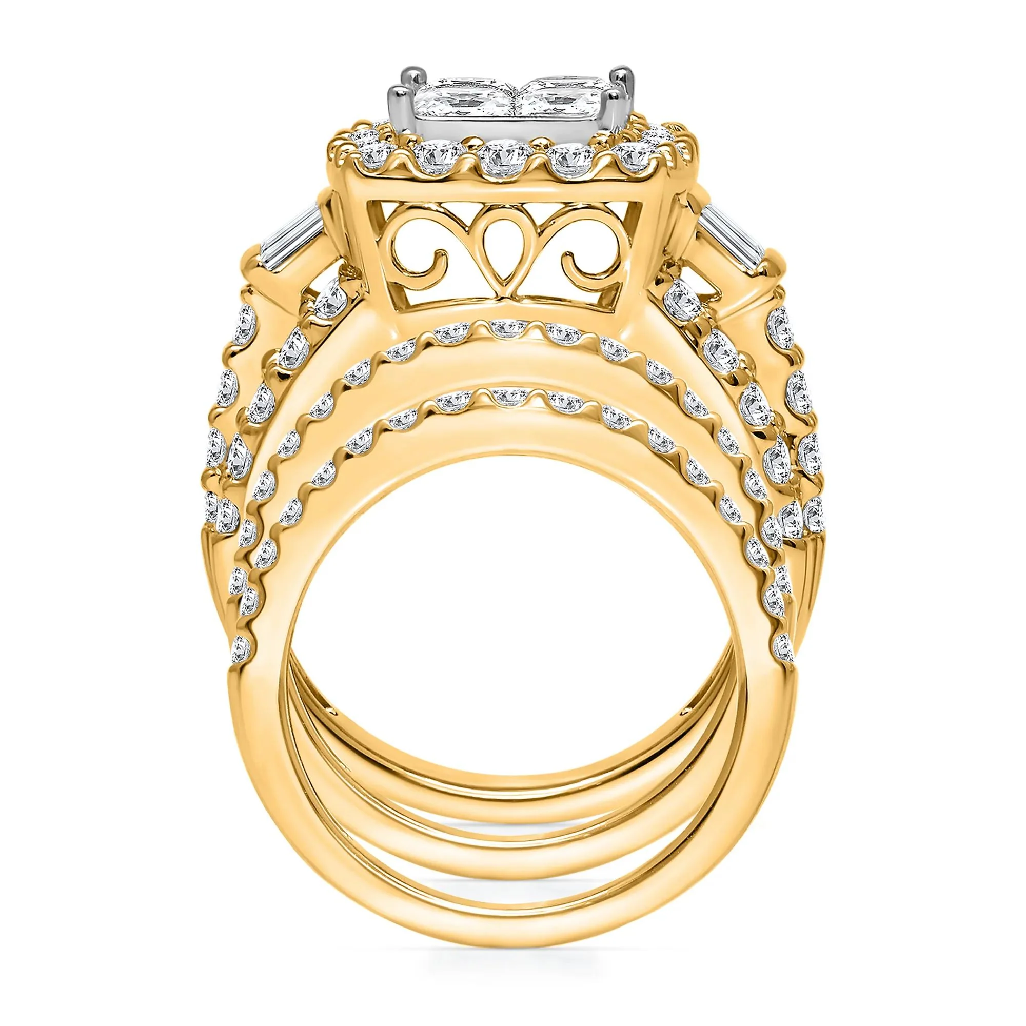 4 CT. Tw. Princess-Cut Diamond Composite Engagement Ring Set 10K Yellow Gold Size 8 - Image 2