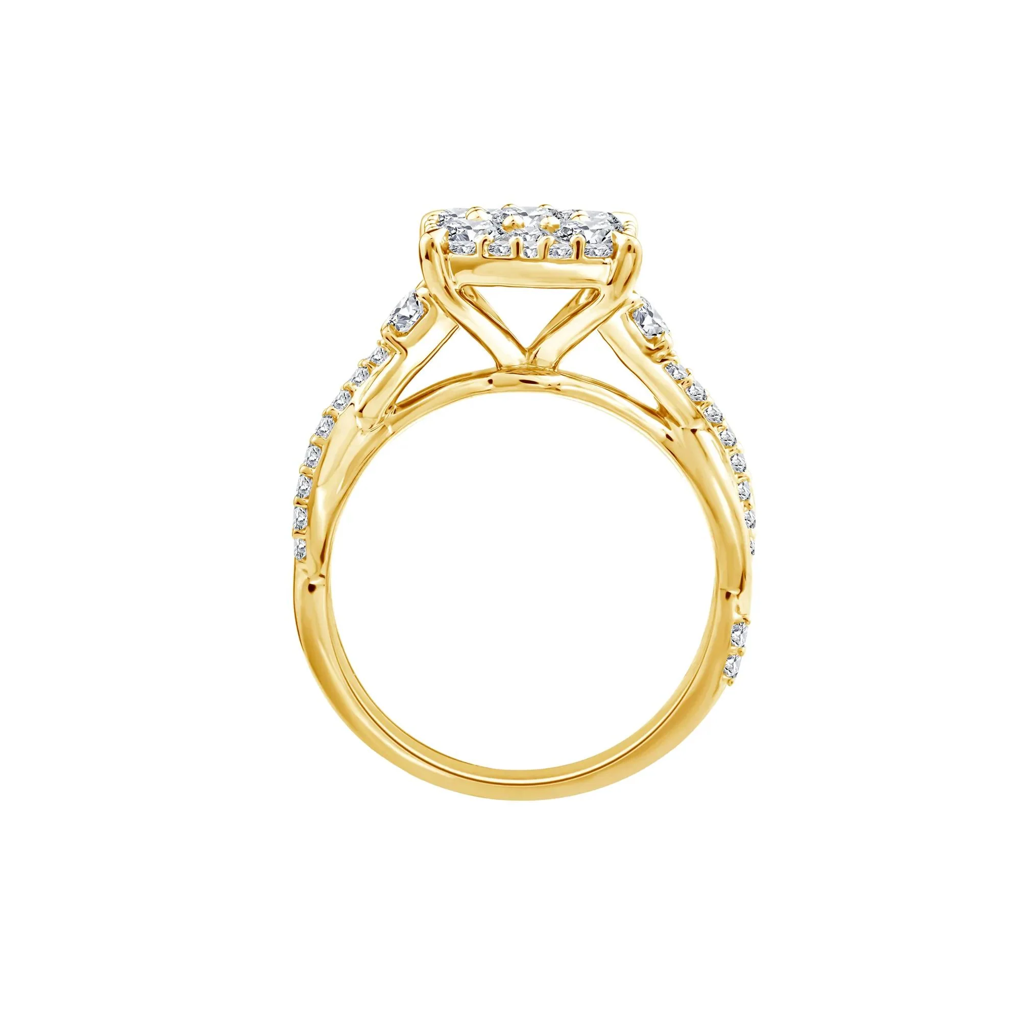 1/4 CT. Tw. Diamond Composite Engagement Ring 10K Yellow Gold Round Brilliant Cut Size 7 - Image 3