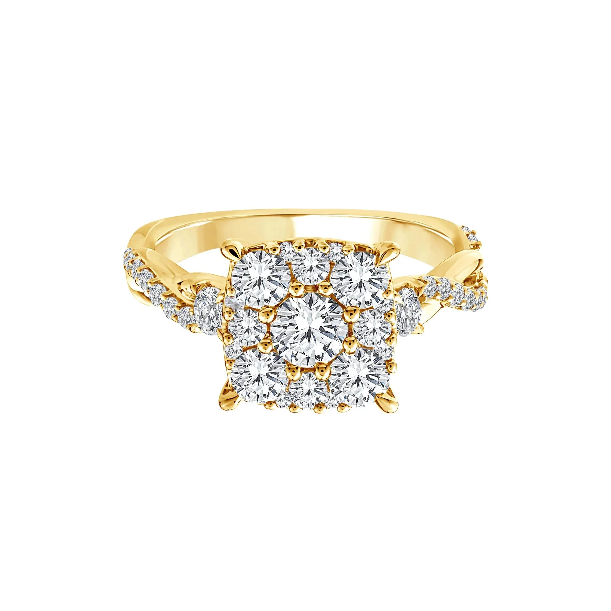 1/4 CT. Tw. Diamond Composite Engagement Ring 10K Yellow Gold Round Brilliant Cut Size 8
