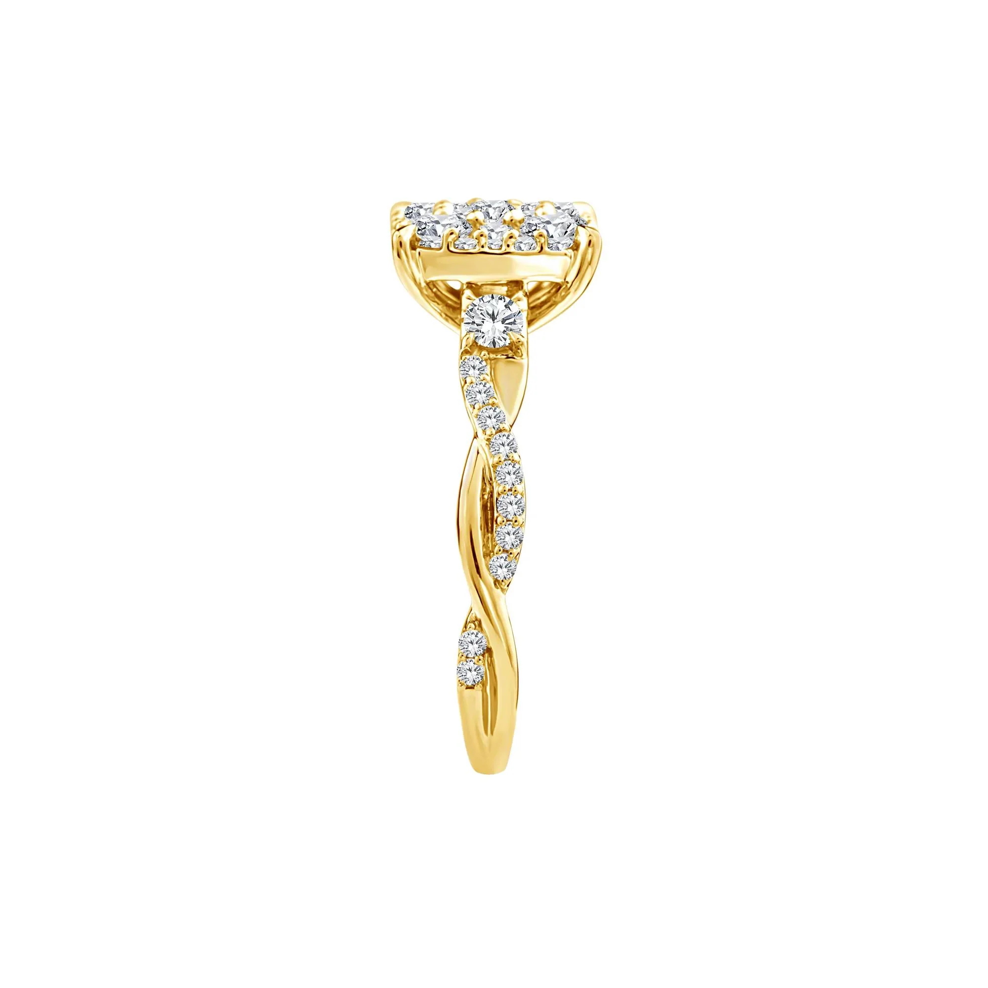 1/4 CT. Tw. Diamond Composite Engagement Ring 10K Yellow Gold Round Brilliant Cut Size 9 - Image 2