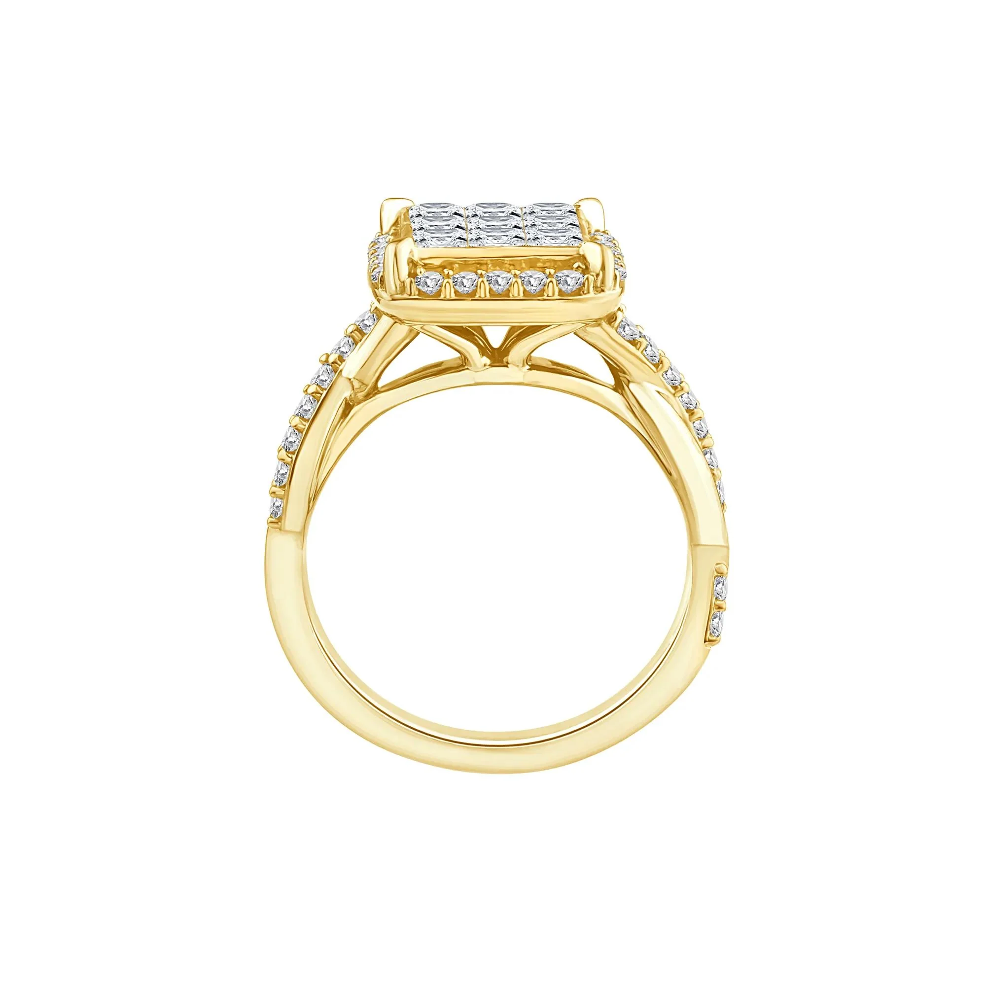1/3 CT. Tw. Diamond Composite Halo Engagement Ring 10K Yellow Gold Round Brilliant Cut Size 6.5 - Image 2