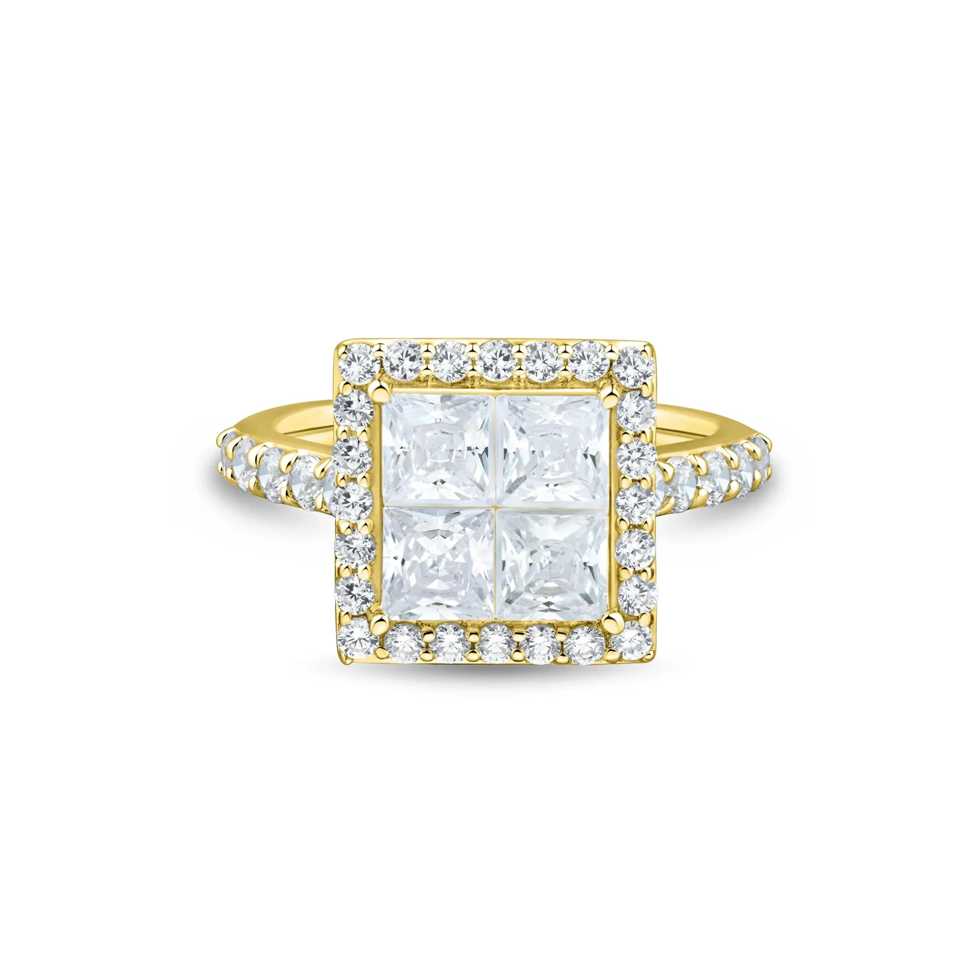 3 CT. Tw. Lab Grown Diamond Composite Center Engagement Ring 10K Yellow Gold Size 7 1.5mm