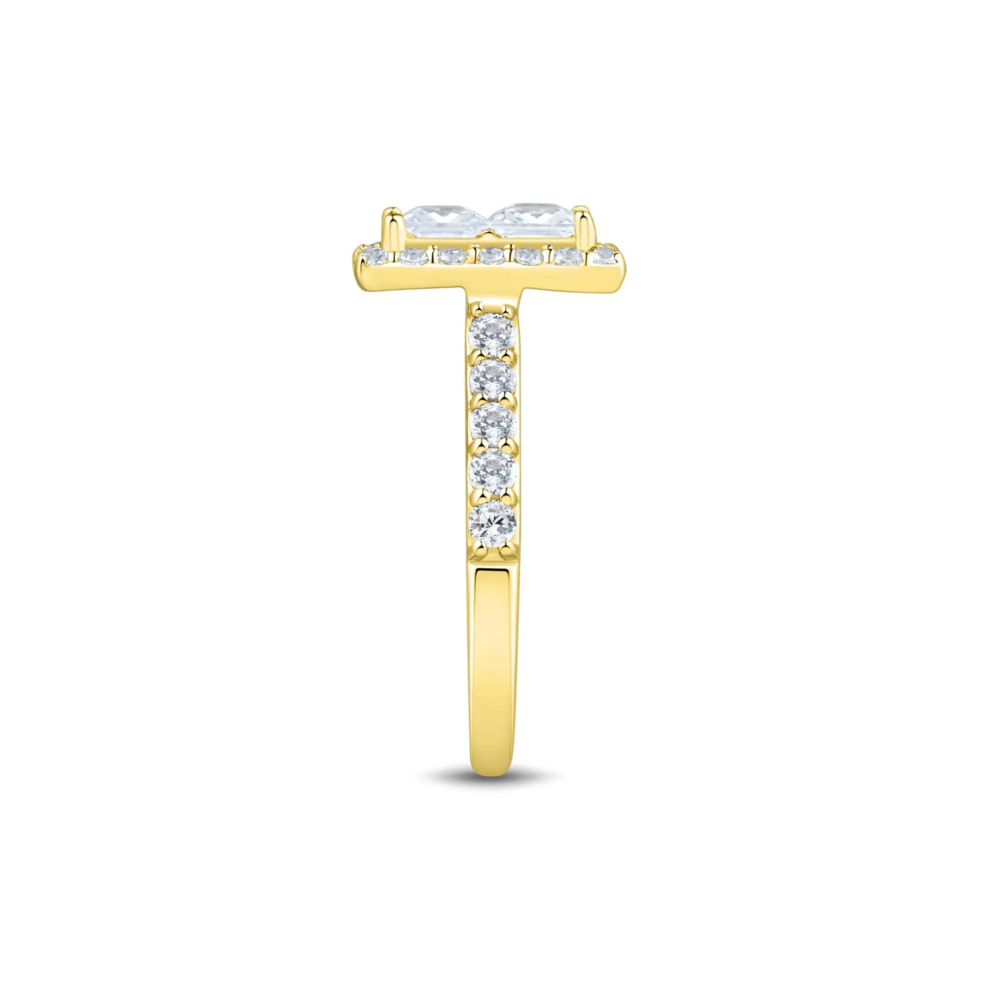 3 CT. Tw. Lab Grown Diamond Composite Center Engagement Ring 10K Yellow Gold Size 8 1.5mm - Image 2