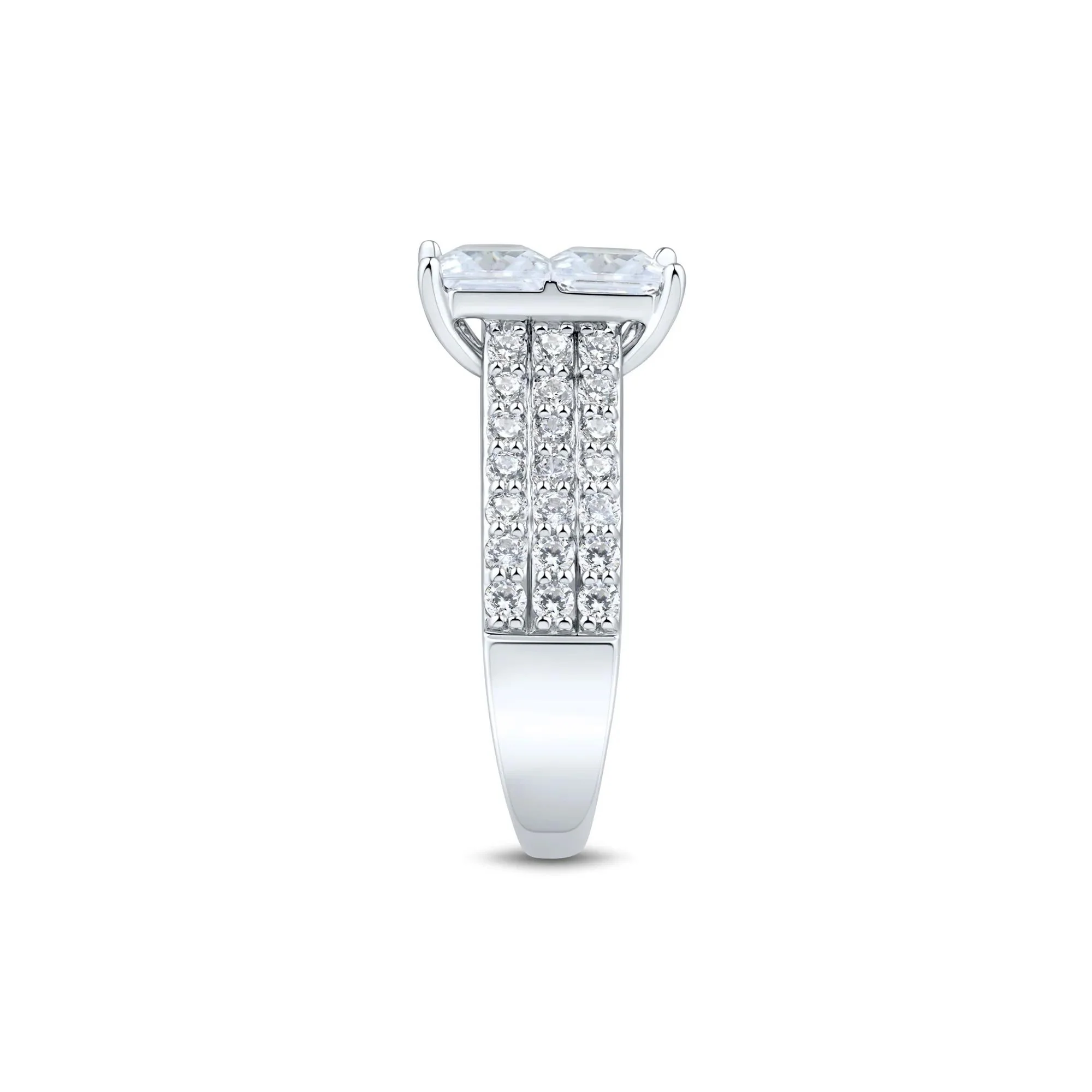 4 CT. Tw. Lab Grown Diamond Composite Engagement Ring 10K White Gold Size 6.5 1.5mm - Image 3
