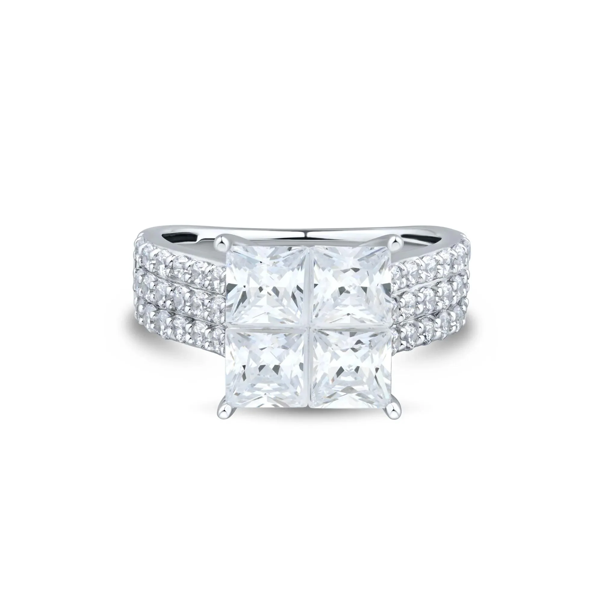4 CT. Tw. Lab Grown Diamond Composite Engagement Ring 10K White Gold Size 7 1.5mm