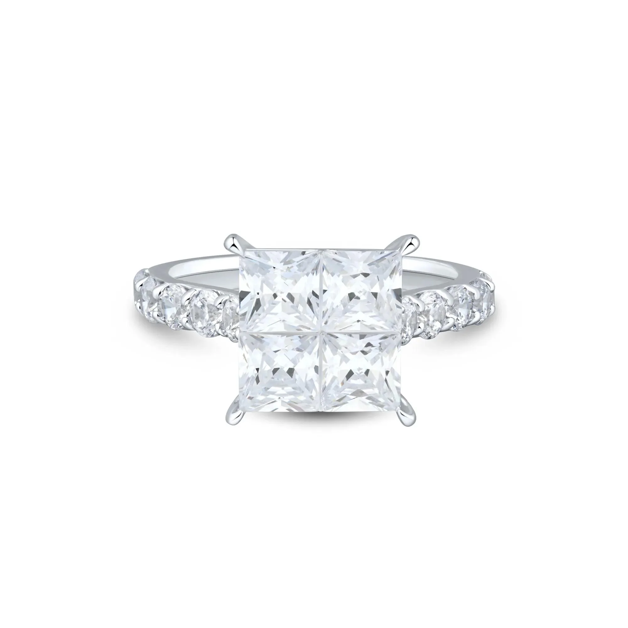 4 CT. Tw. Lab Grown Diamond Composite Engagement Ring 10K White Gold Size 8 1.5mm