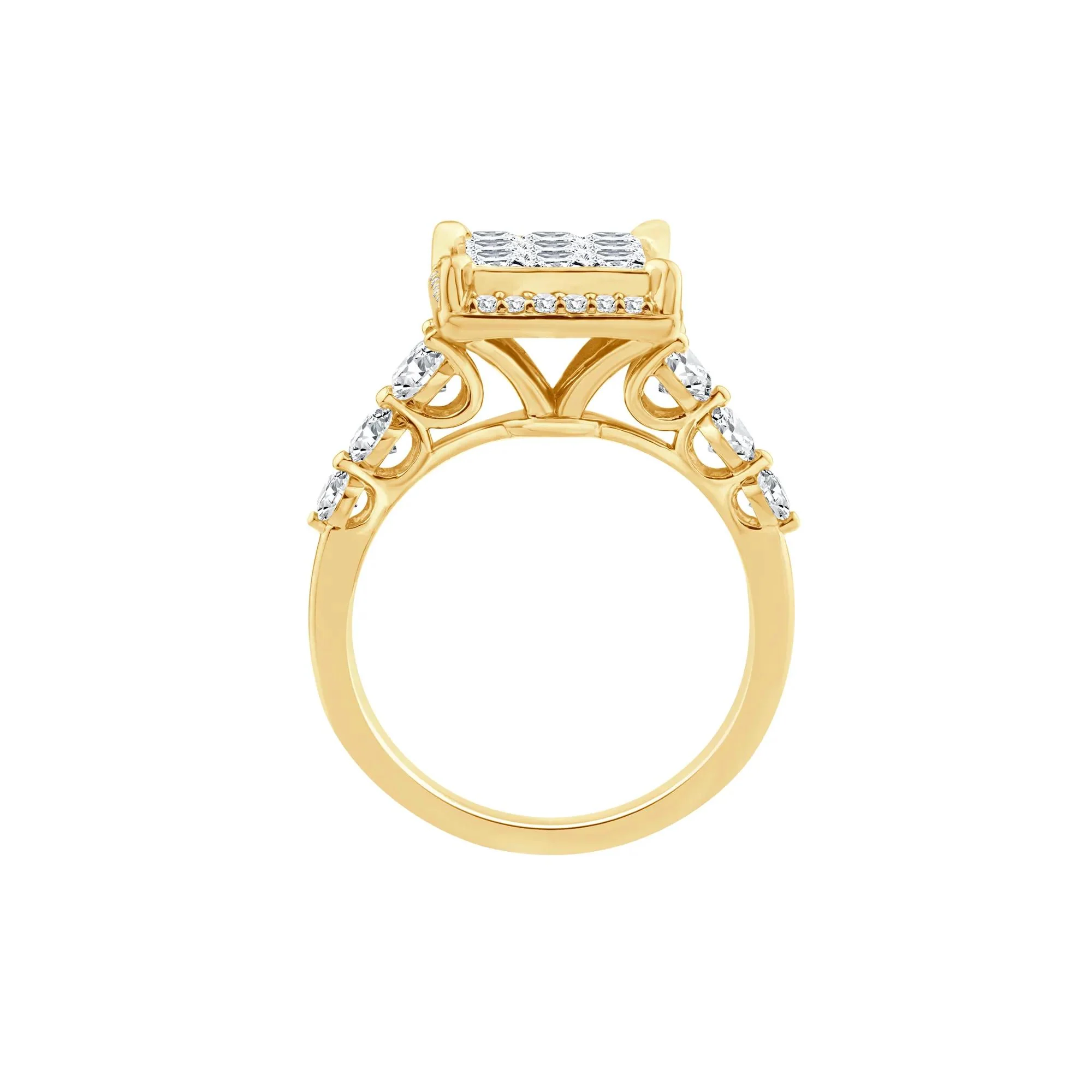 1/2 CT. Tw. Diamond Composite Engagement Ring 10K Yellow Gold Round Brilliant Cut Size 9 - Image 2