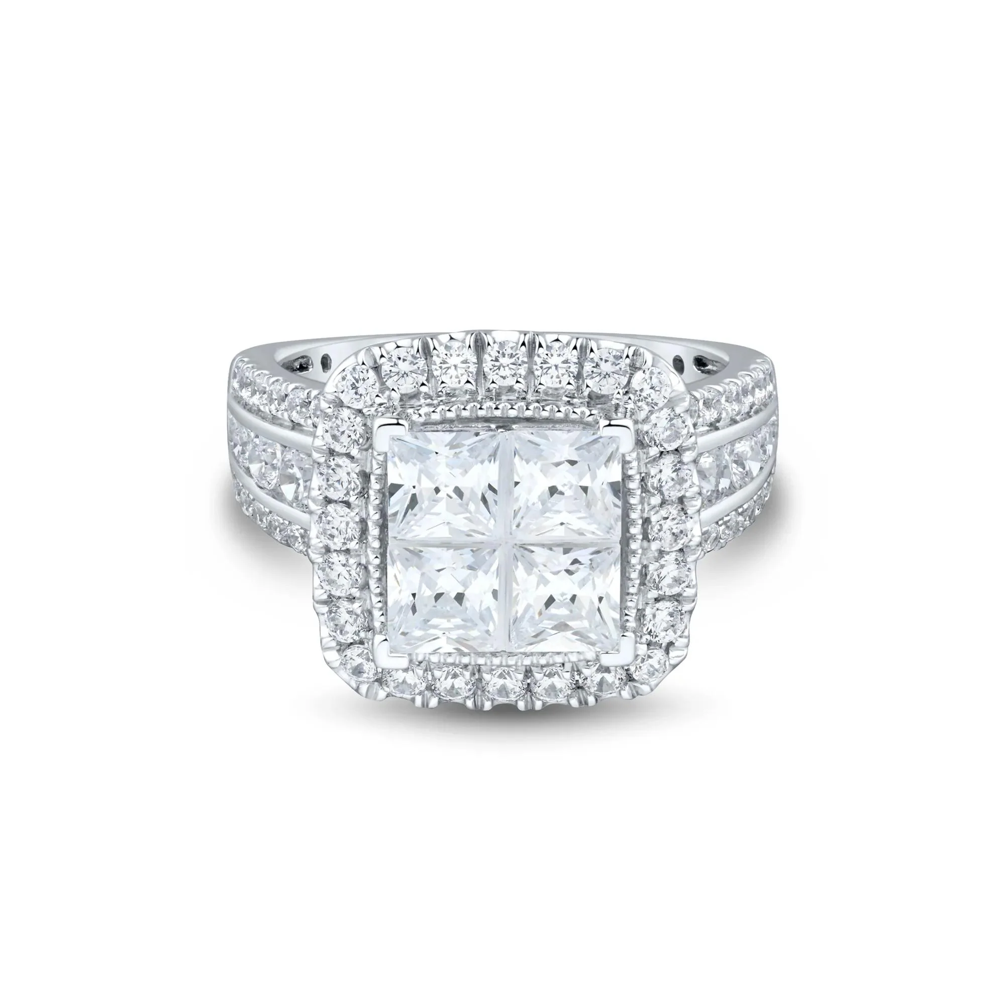 3 CT. Tw. Lab Grown Diamond Composite Engagement Ring 10K White Gold Size 8.5 1.5mm