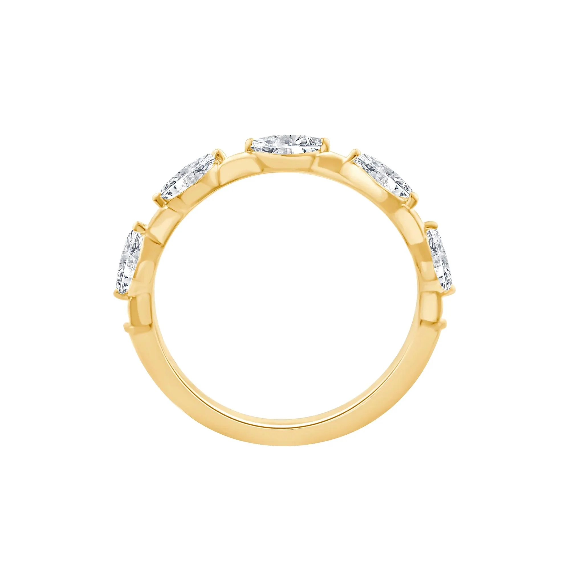 1/2 CT. Tw. Lab Grown Diamond Marquise Stack Ring 10K Yellow Gold Size 7.5 - Image 2