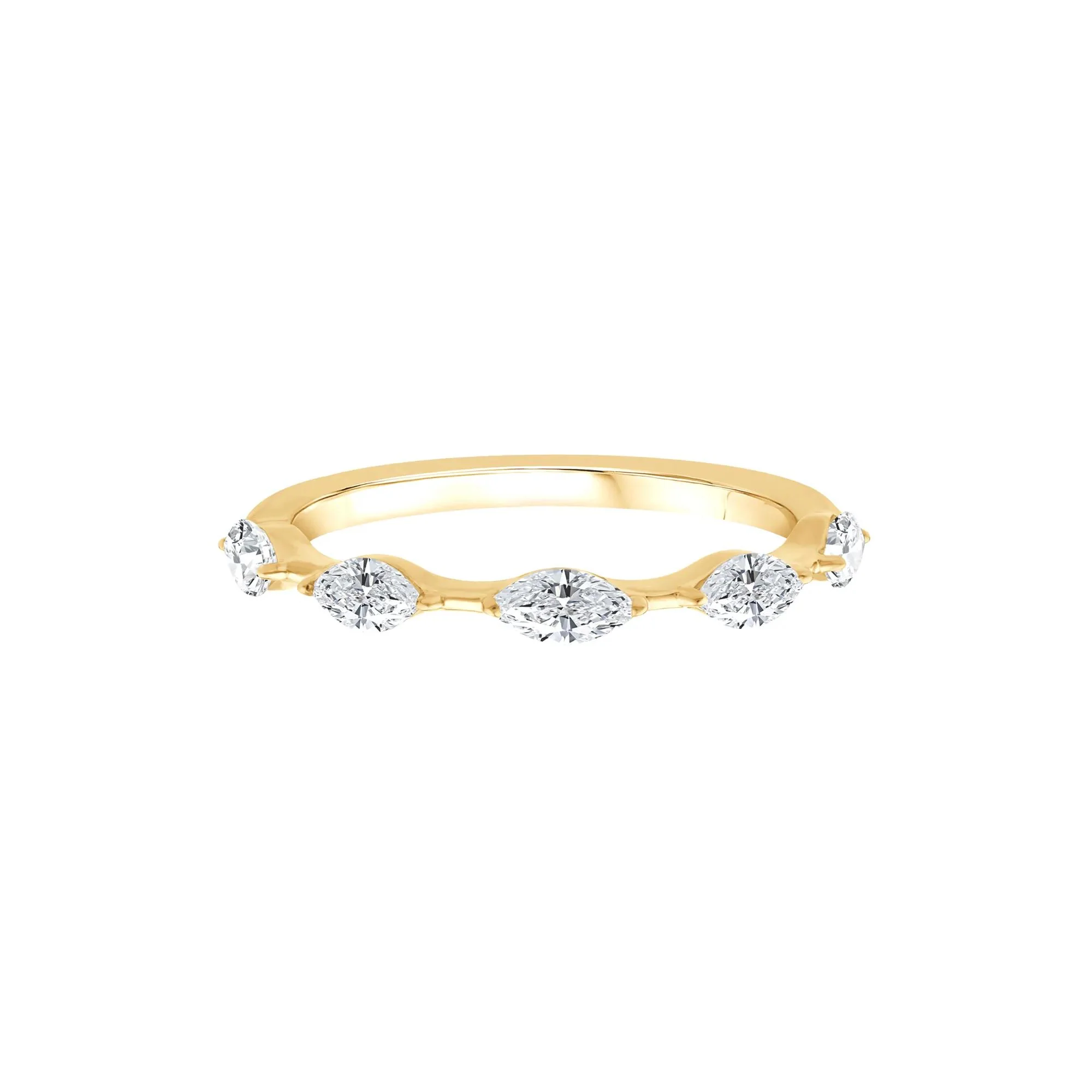 1/2 CT. Tw. Lab Grown Diamond Marquise Stack Ring 10K Yellow Gold Size 9