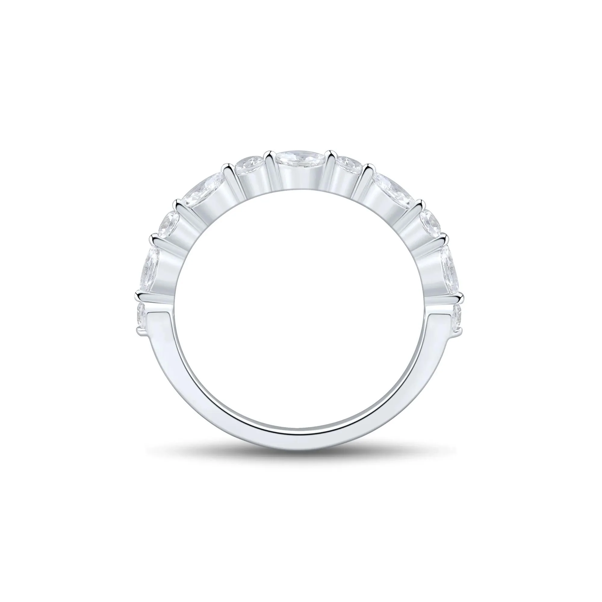 1/2 CT. Tw. Lab Grown Marquise and Round Diamond Band Ring 10K White Gold Size 6 1mm - Image 2