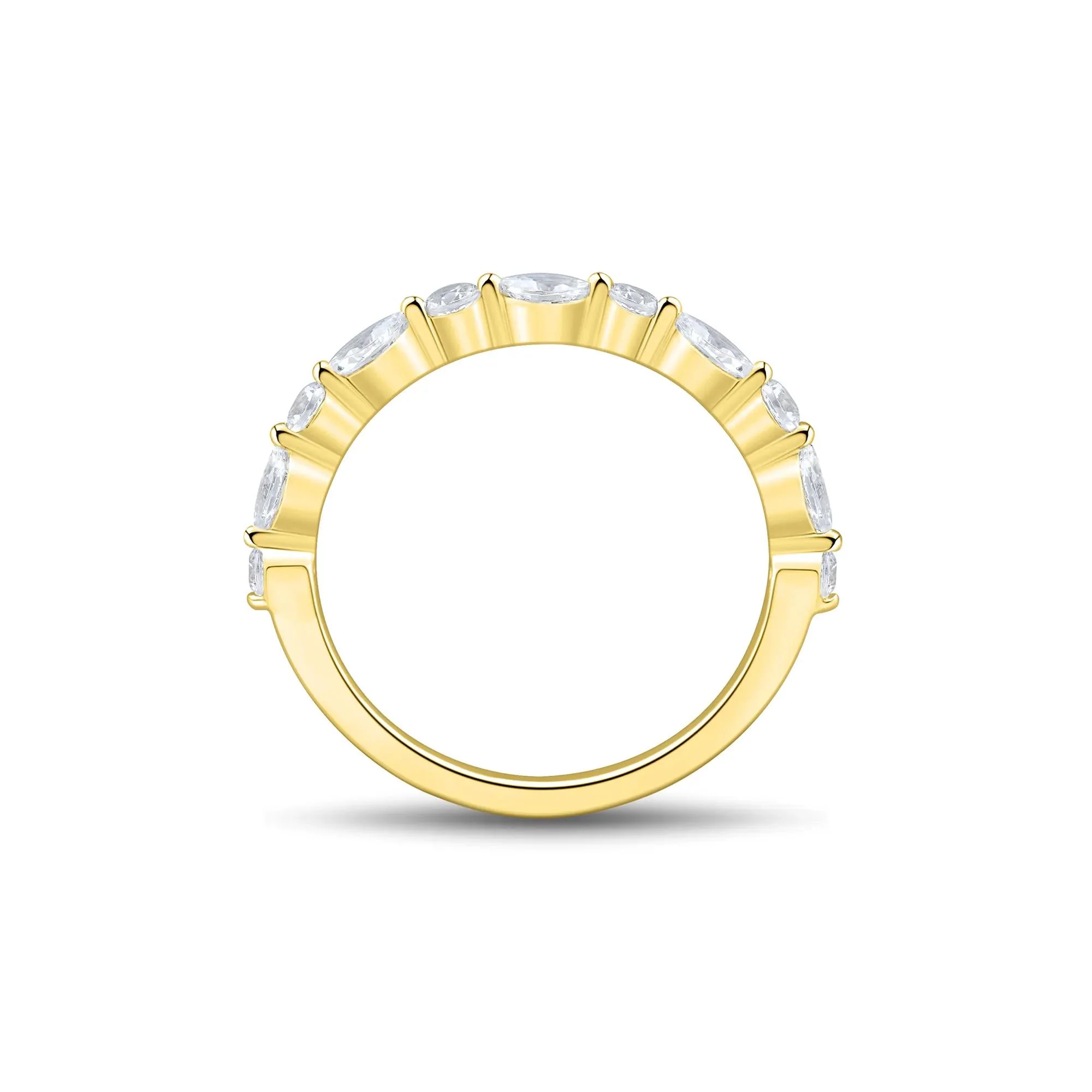 1/2 CT. Tw. Lab Grown Diamond Wedding Band Ring 10K Yellow Gold Round Brilliant Cut Size 8 1mm - Image 3