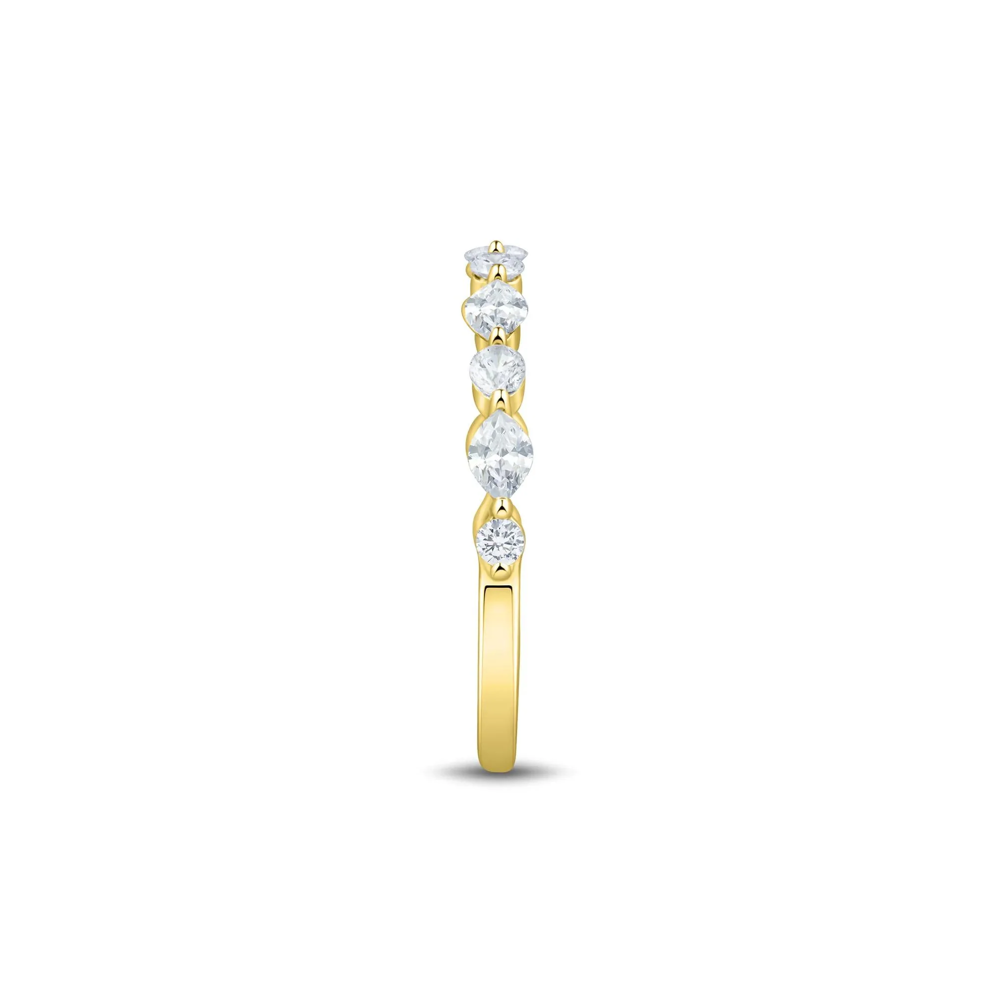 1/2 CT. Tw. Lab Grown Diamond Wedding Band Ring 10K Yellow Gold Round Brilliant Cut Size 8.5 1mm - Image 2