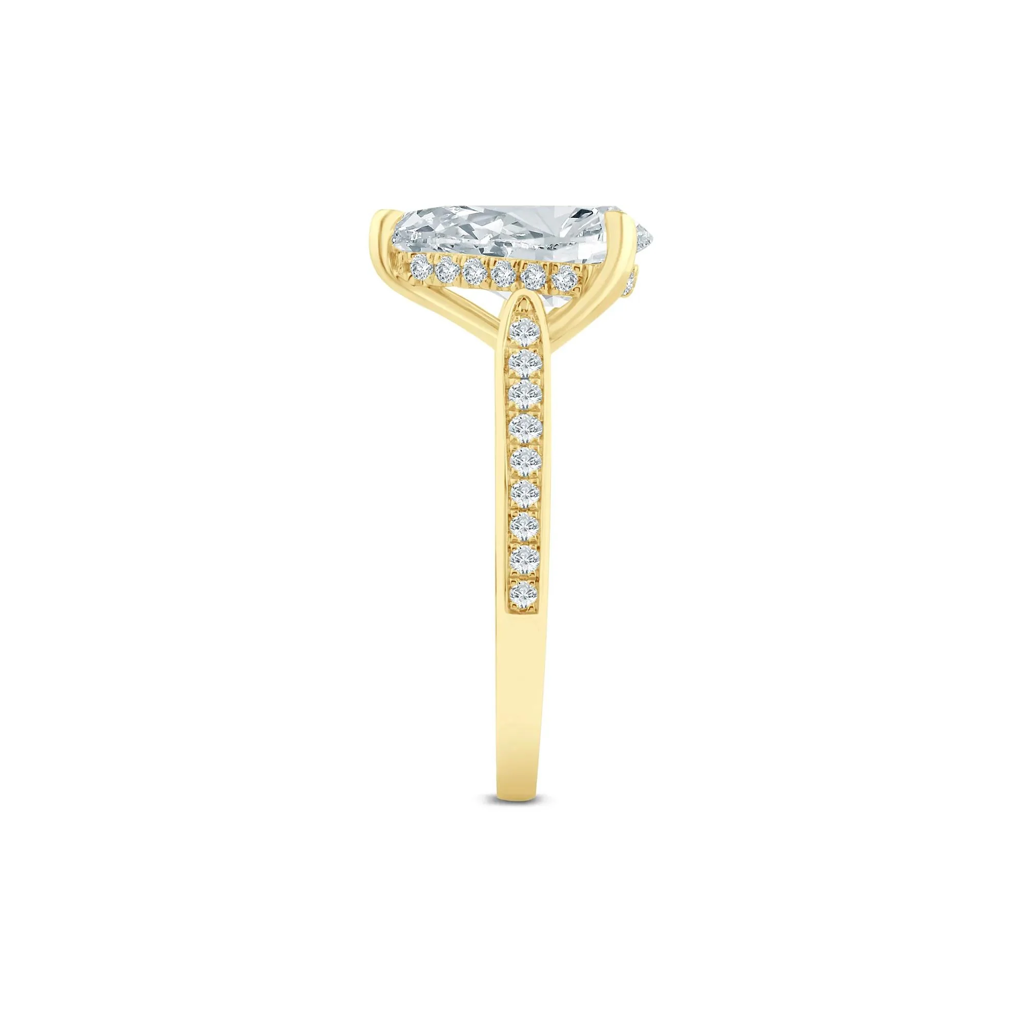 7/8 CT. Tw. Lab Grown Diamond Pear-Shaped Engagement Ring 14K Yellow Gold (2-) Size 7.5 1.5mm - Image 3