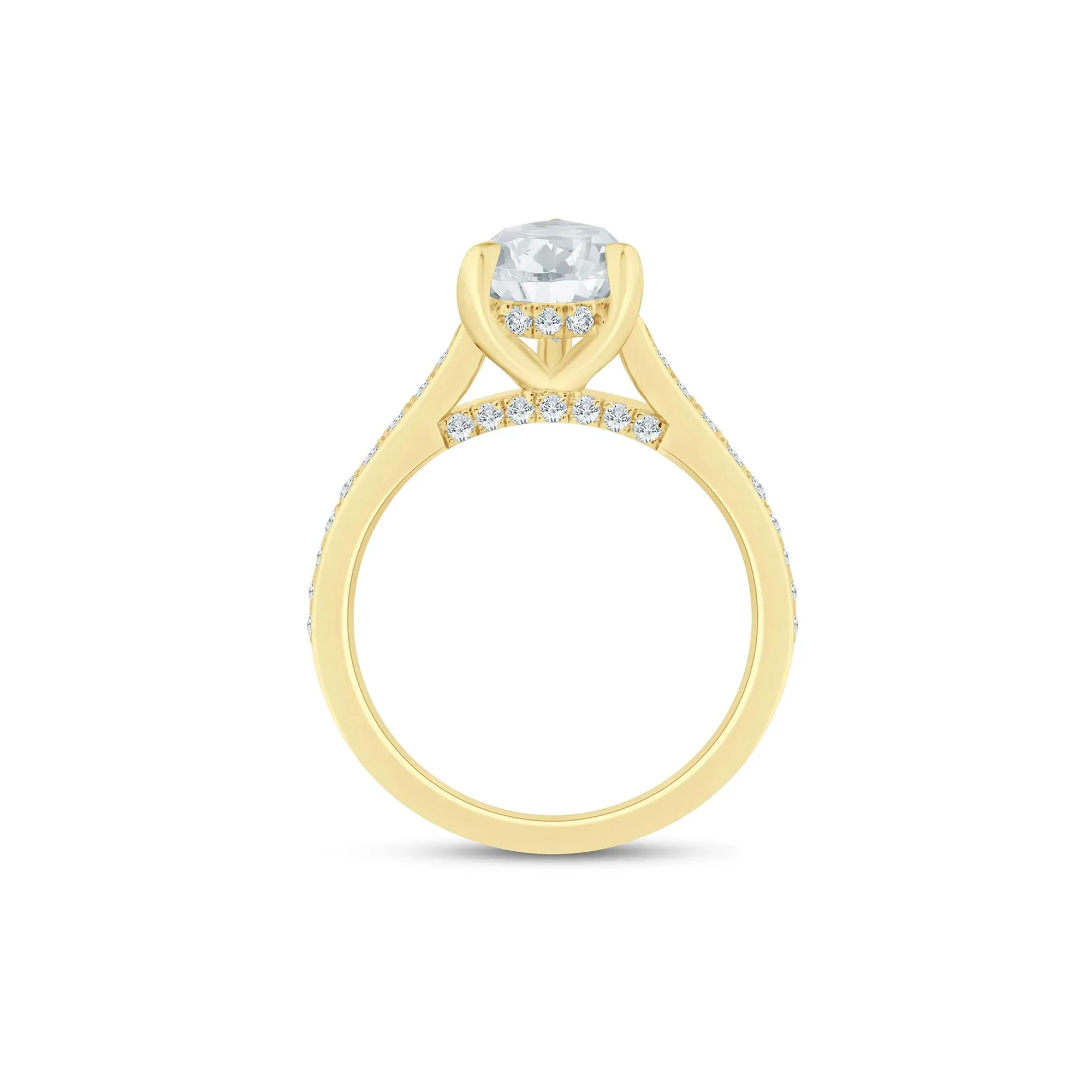 7/8 CT. Tw. Lab Grown Diamond Pear-Shaped Engagement Ring 14K Yellow Gold (2-) Round Brilliant Cut Size 8 1.5mm - Image 2