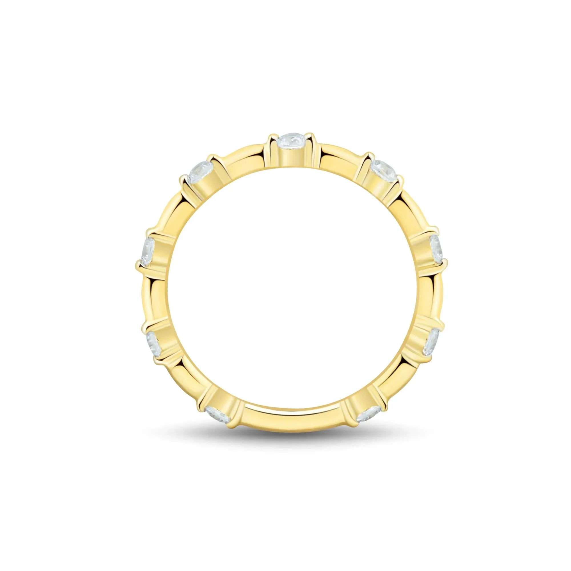 1/3 CT. Tw. Lab Grown Diamond Bamboo Band Ring 10K Yellow Gold Size 7.5 1.5mm - Image 2