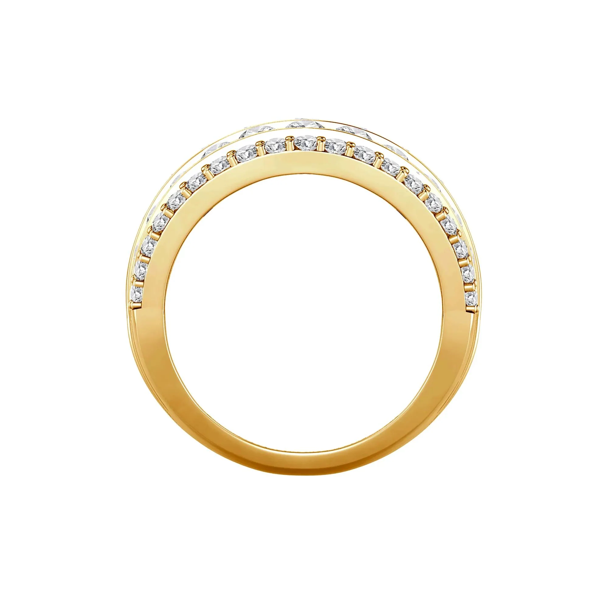 3 CT. Tw. Lab Grown Diamond Five-Row Anniversary Band Ring 10K Yellow Gold Size 7.5 - Image 2