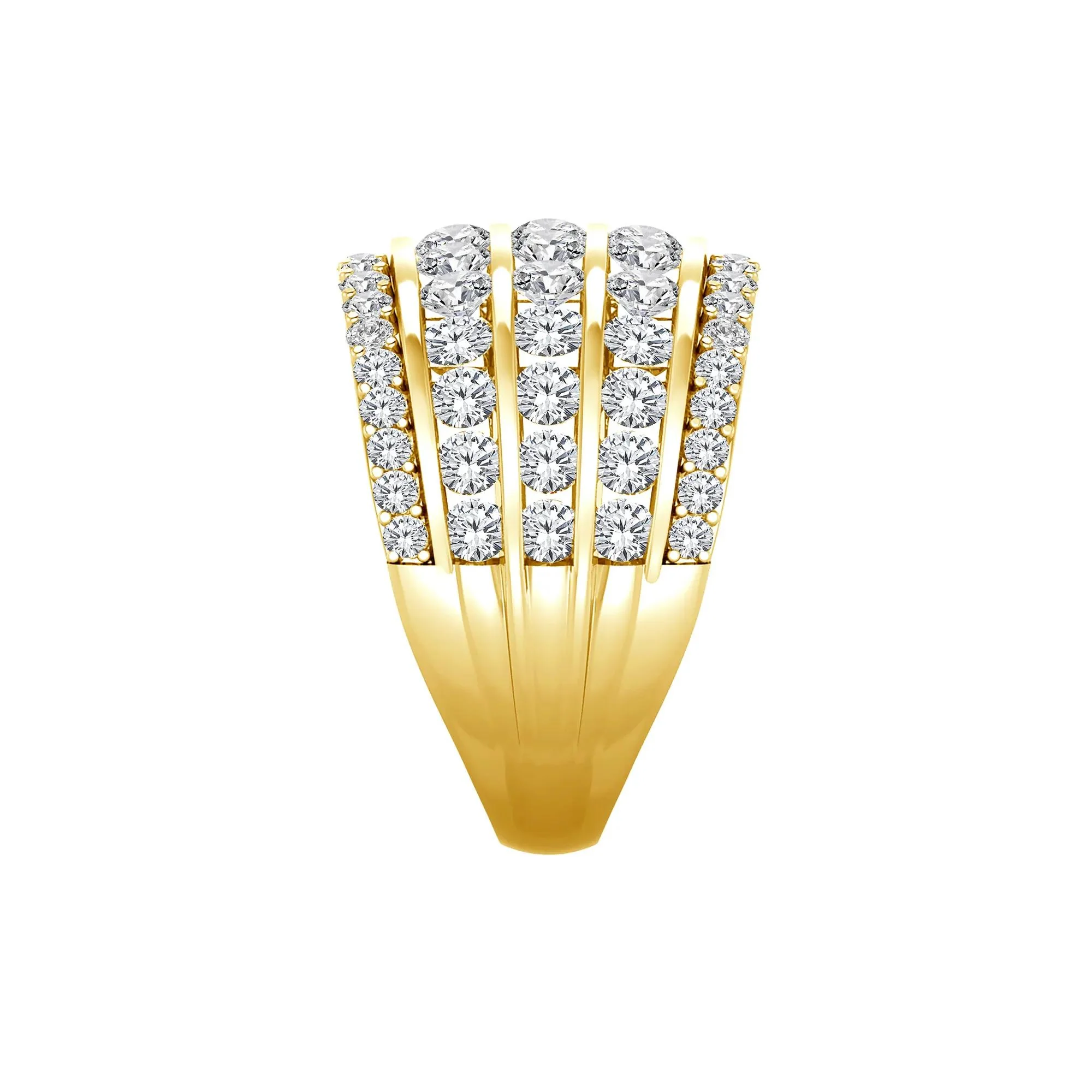 3 CT. Tw. Lab Grown Diamond Five-Row Anniversary Band Ring 10K Yellow Gold Size 8 - Image 3
