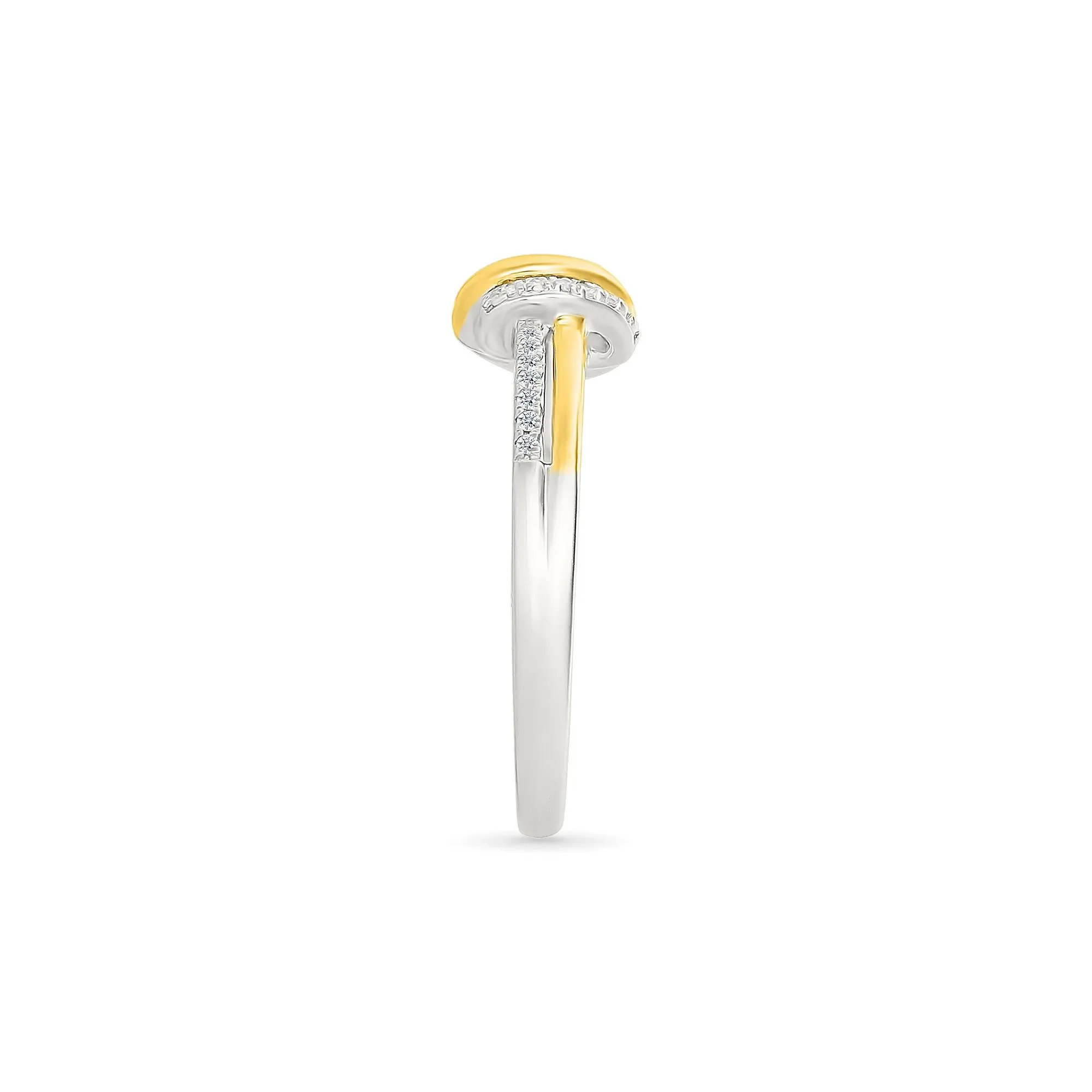 1/10 CT. Tw. Diamond Knot Ring .925 Sterling Silver and 10K Yellow Gold White Size 6.5 1mm