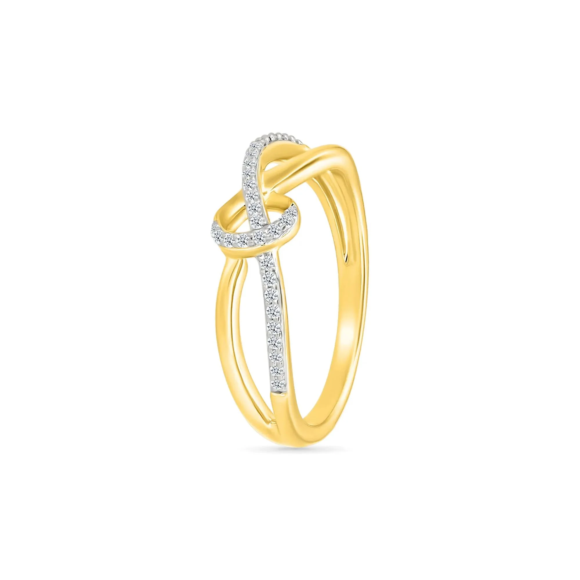1/8 CT. Tw. Diamond Knot Ring 10K Yellow Gold Size 6.5 2mm - Image 4