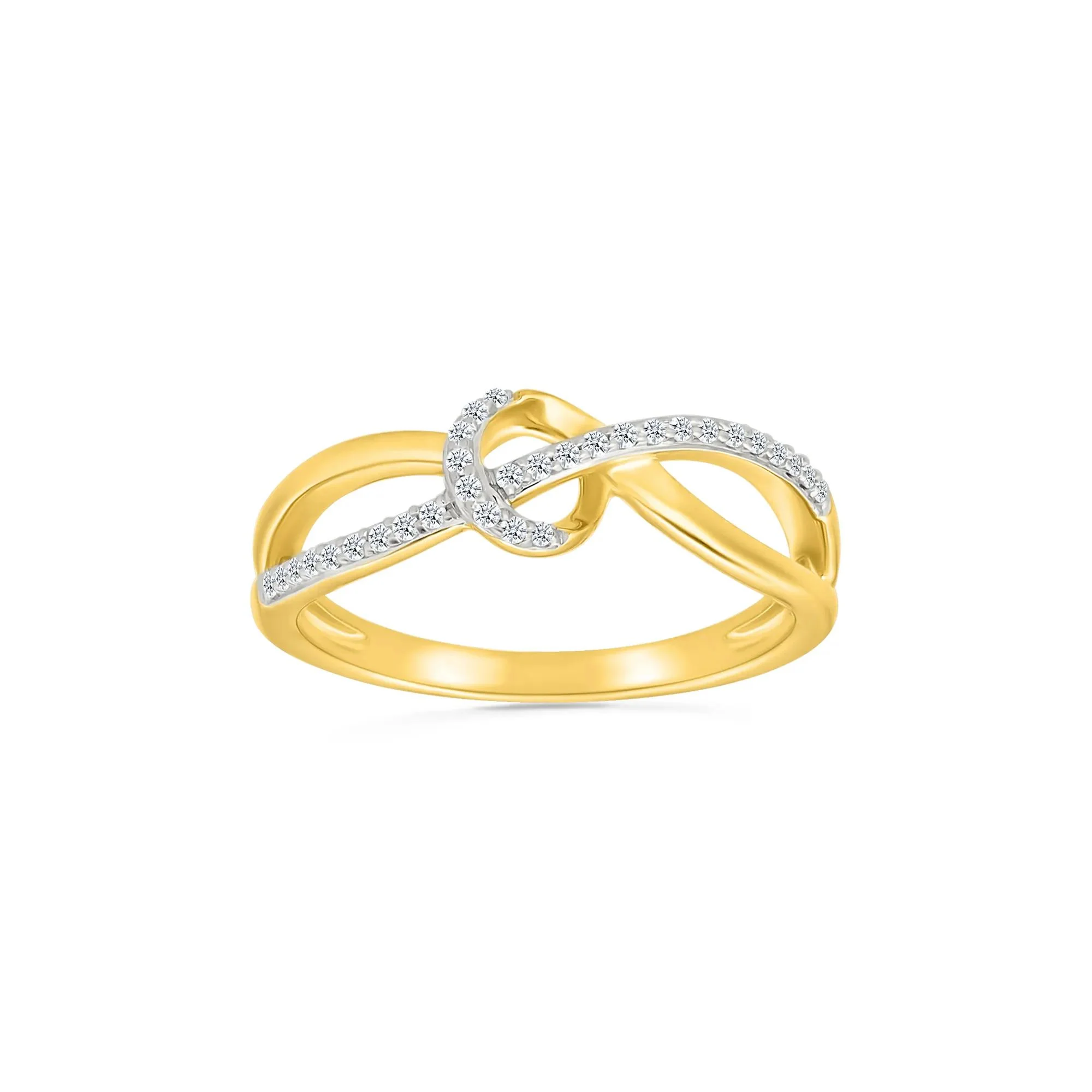 1/8 CT. Tw. Diamond Knot Ring 10K Yellow Gold Size 9 2mm - Image 5