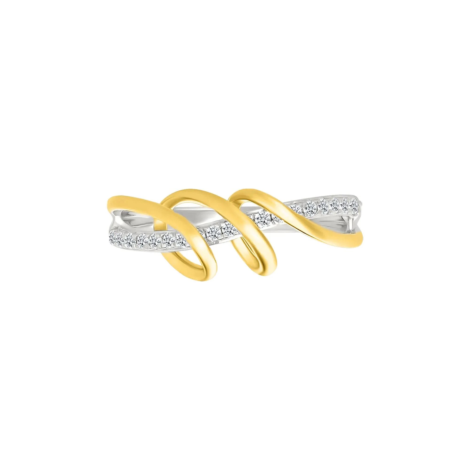 1/8 CT. Tw. Diamond Twist Ring .925 Sterling Silver and 10K Yellow Gold White Size 8.5 2mm - Image 4