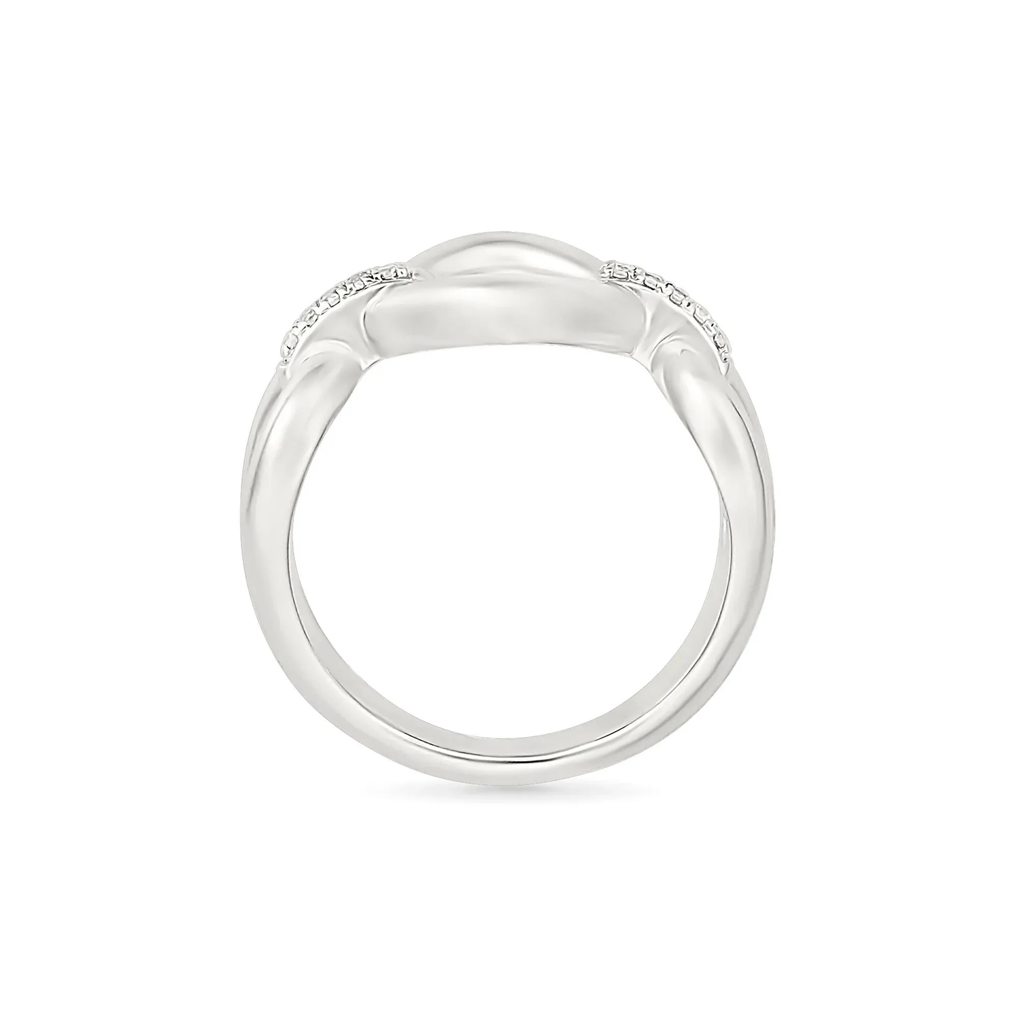 Diamond Accent Link Ring .925 Sterling Silver White Size 7.5 3mm - Image 3