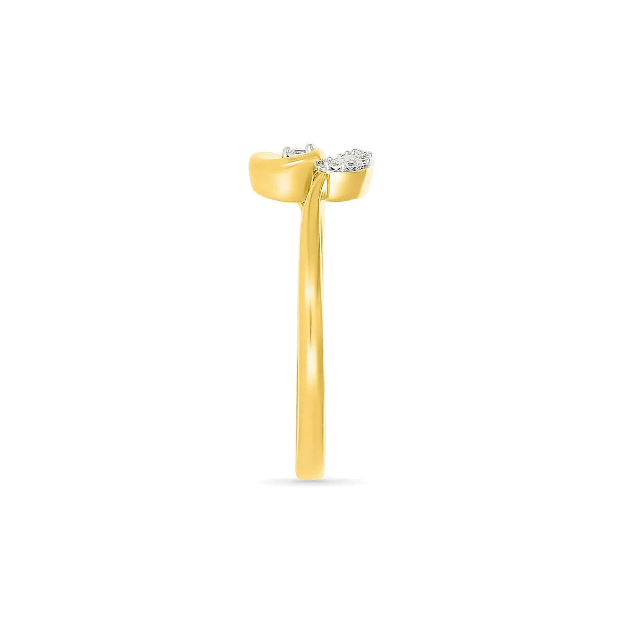 Diamond Accent Heart Ring 10K Yellow Gold Round Brilliant Cut Size 8.5 1mm - Image 3