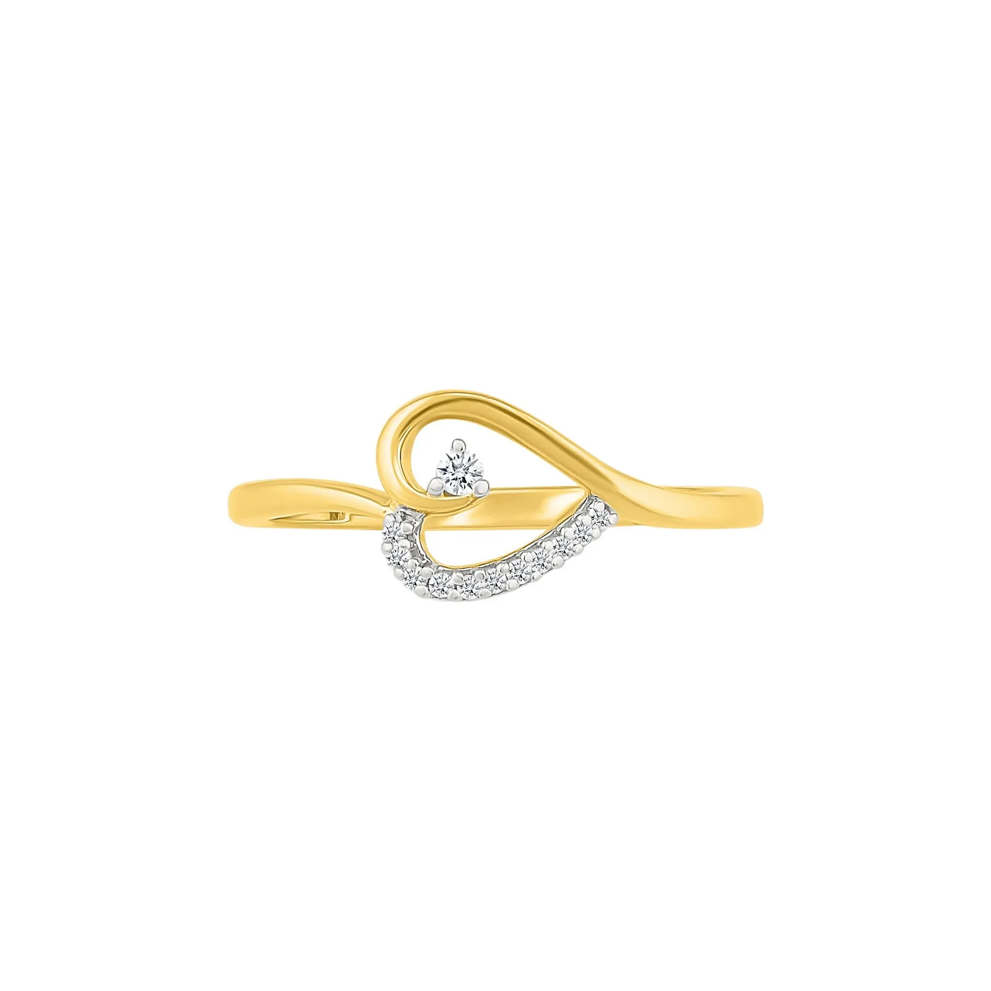 Diamond Accent Heart Ring 10K Yellow Gold Round Brilliant Cut Size 9 1mm - Image 4