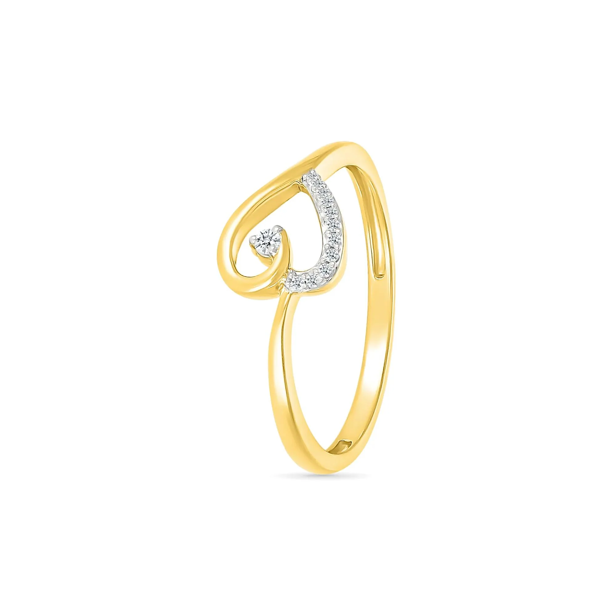 Diamond Accent Heart Ring 10K Yellow Gold Round Brilliant Cut Size 9 1mm - Image 5