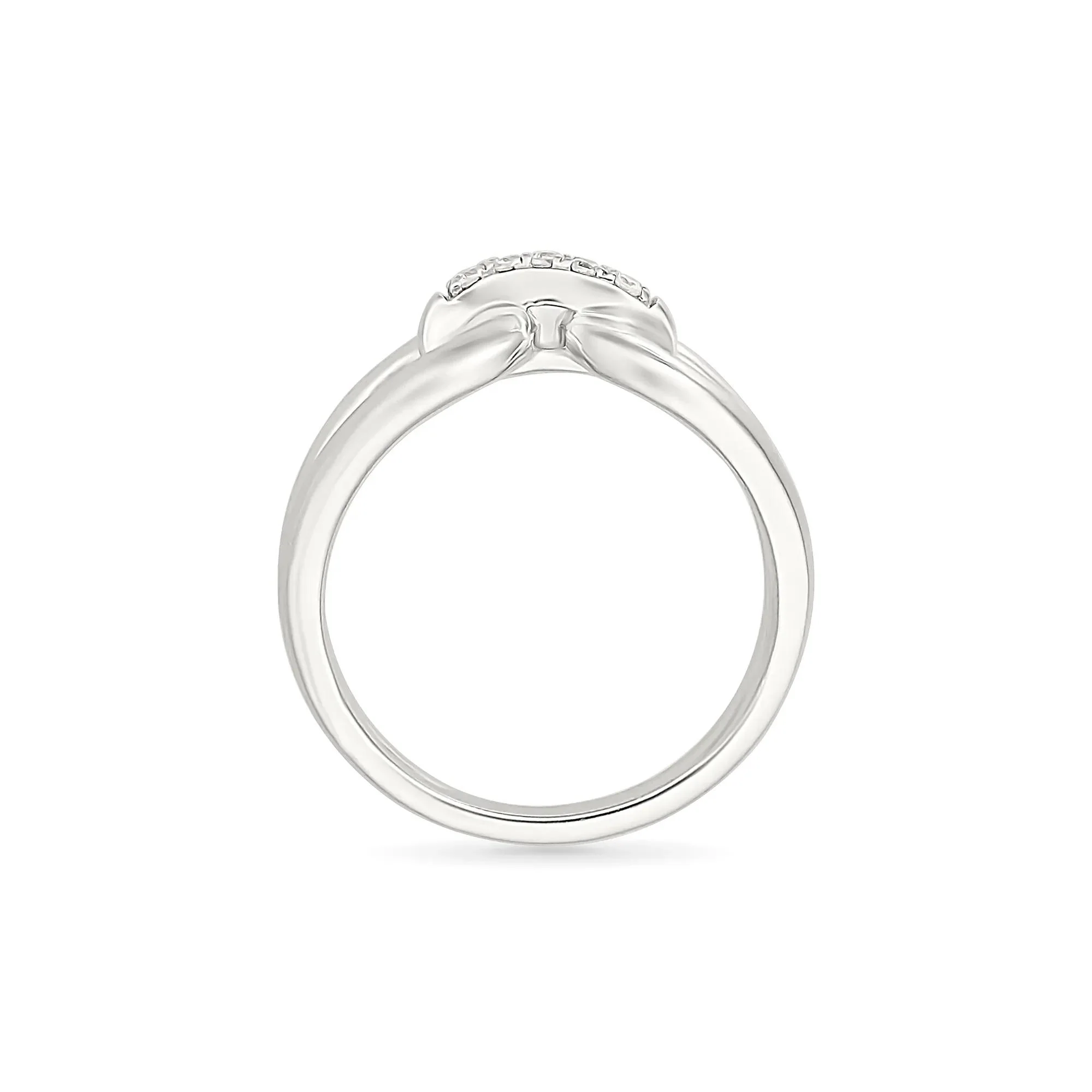 Diamond Accent Link Ring .925 Sterling Silver Round Brilliant Cut White Size 5.5 2mm