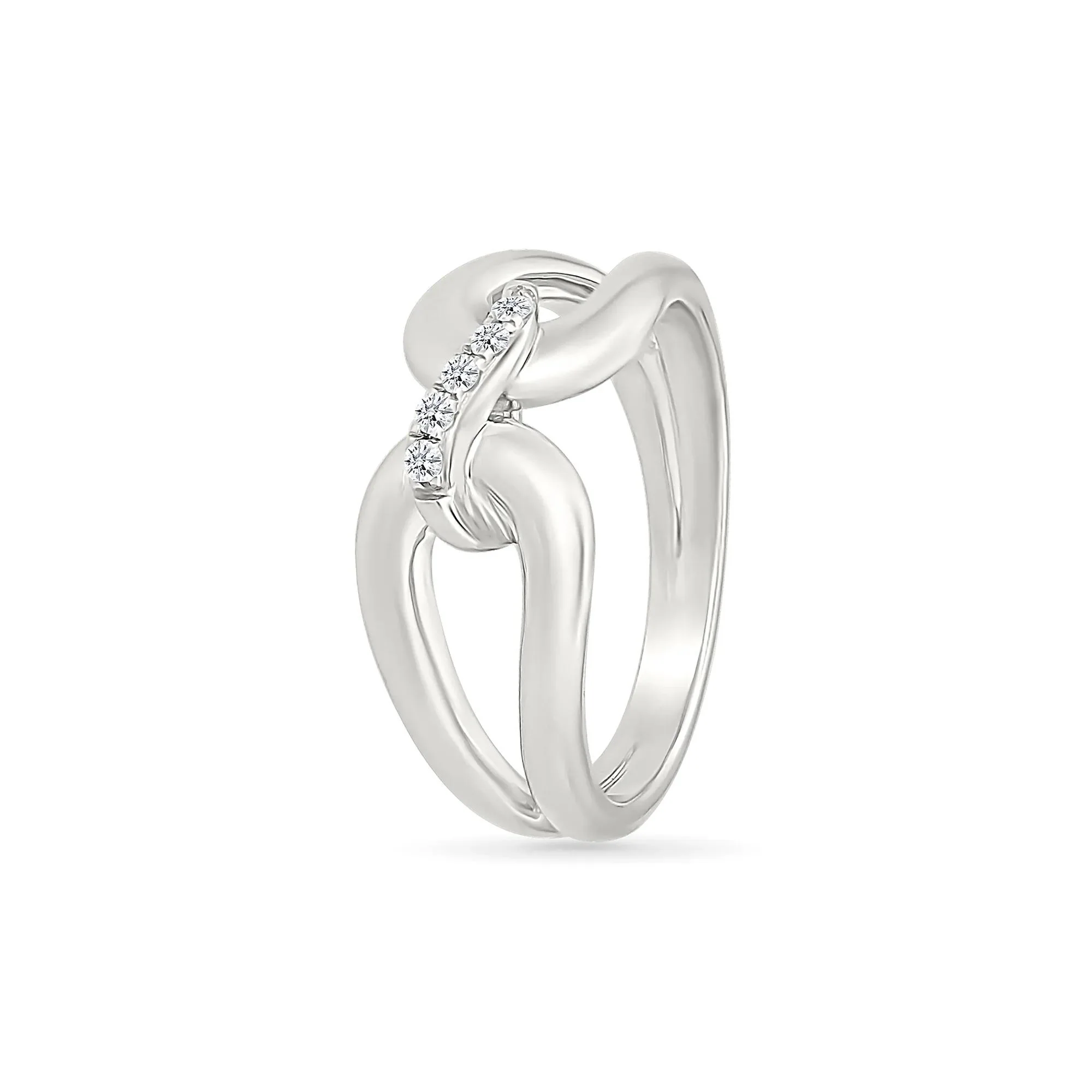 Diamond Accent Link Ring .925 Sterling Silver Round Brilliant Cut White Size 7.5 2mm - Image 4