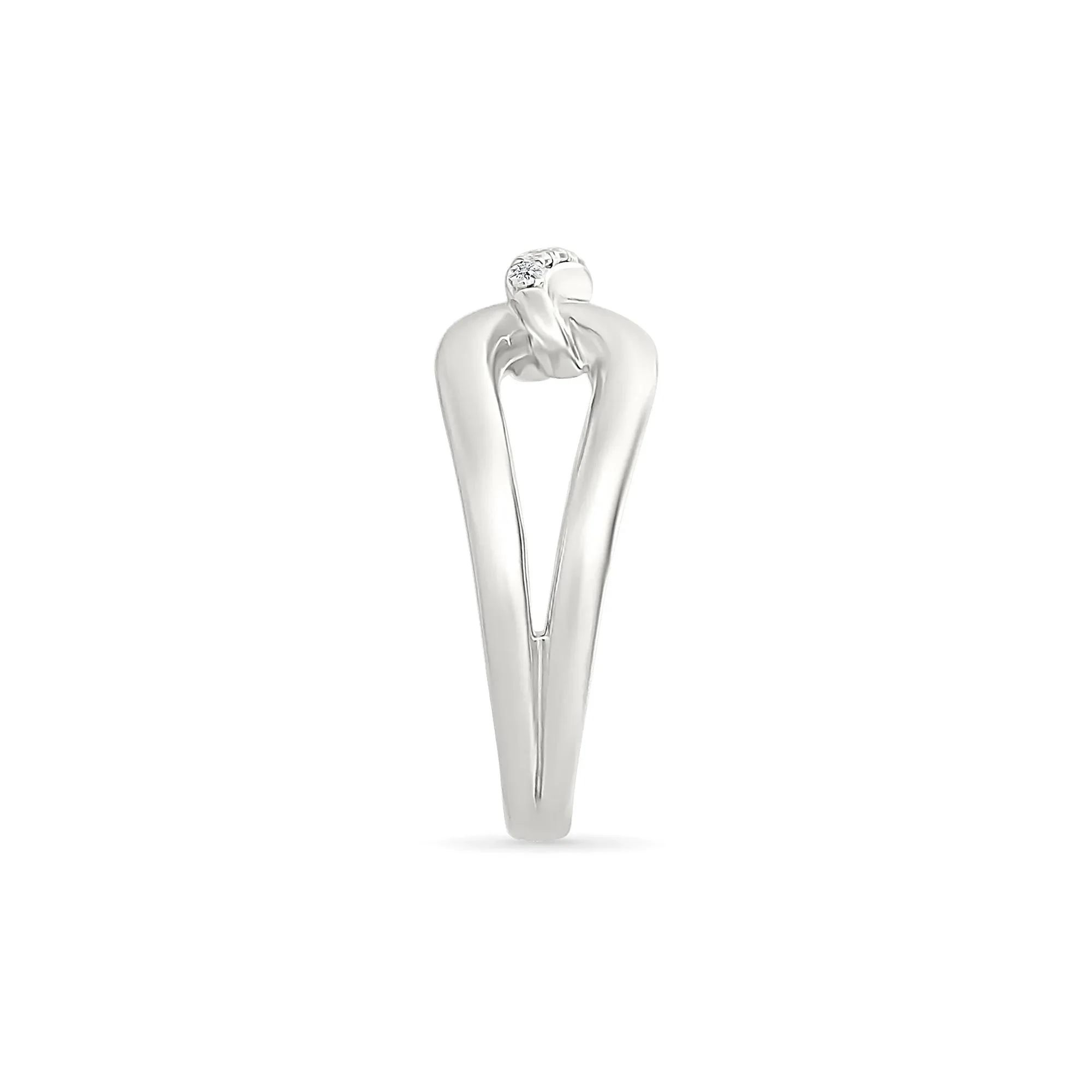Diamond Accent Link Ring .925 Sterling Silver Round Brilliant Cut White Size 9 2mm - Image 2