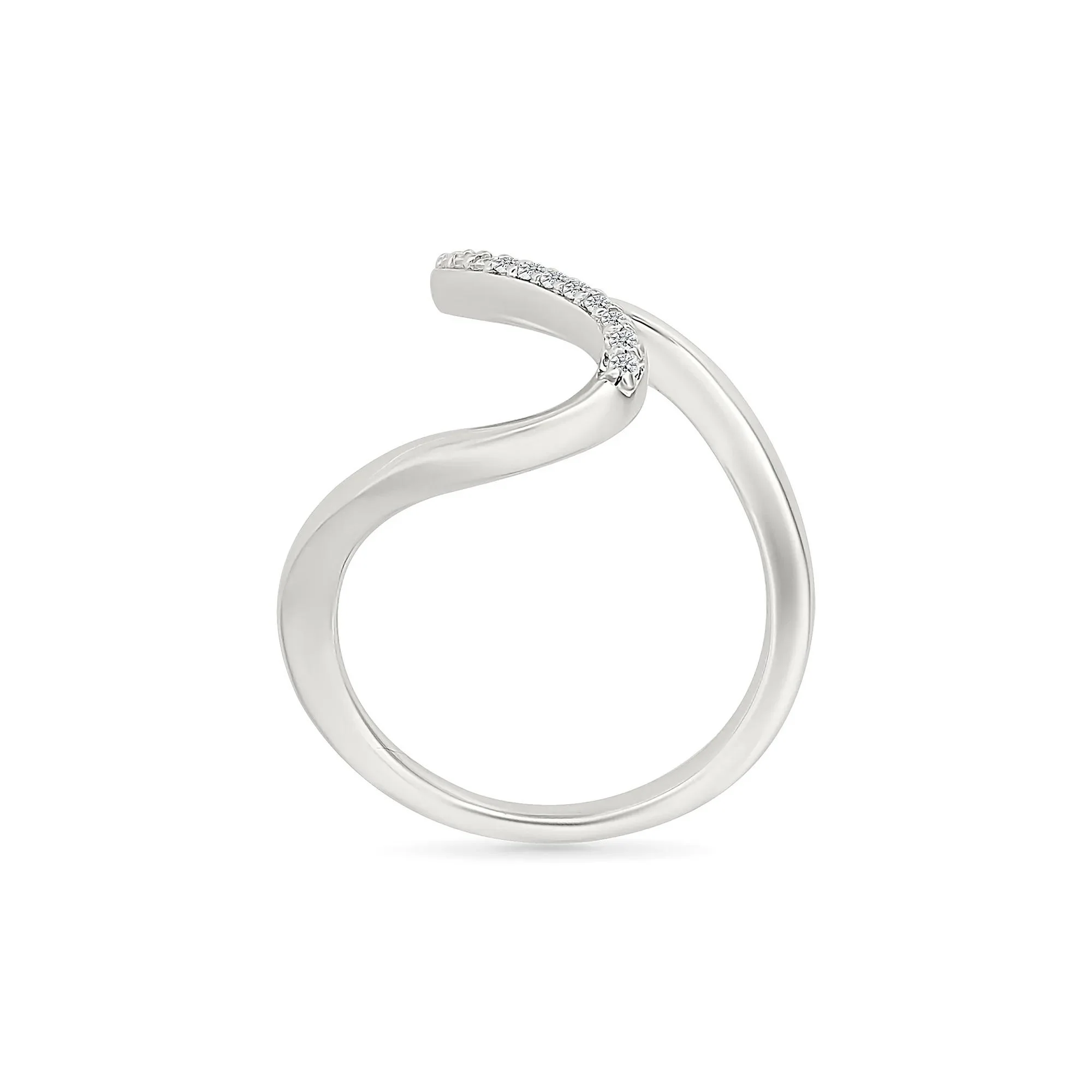 1/10 CT. Tw. Diamond Wavy Ring .925 Sterling Silver White Size 7 1mm - Image 2