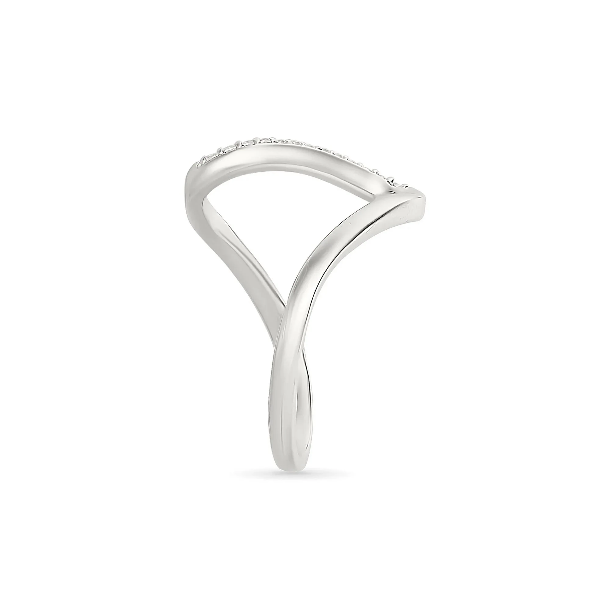 1/10 CT. Tw. Diamond Wavy Ring .925 Sterling Silver White Size 7.5 1mm - Image 3