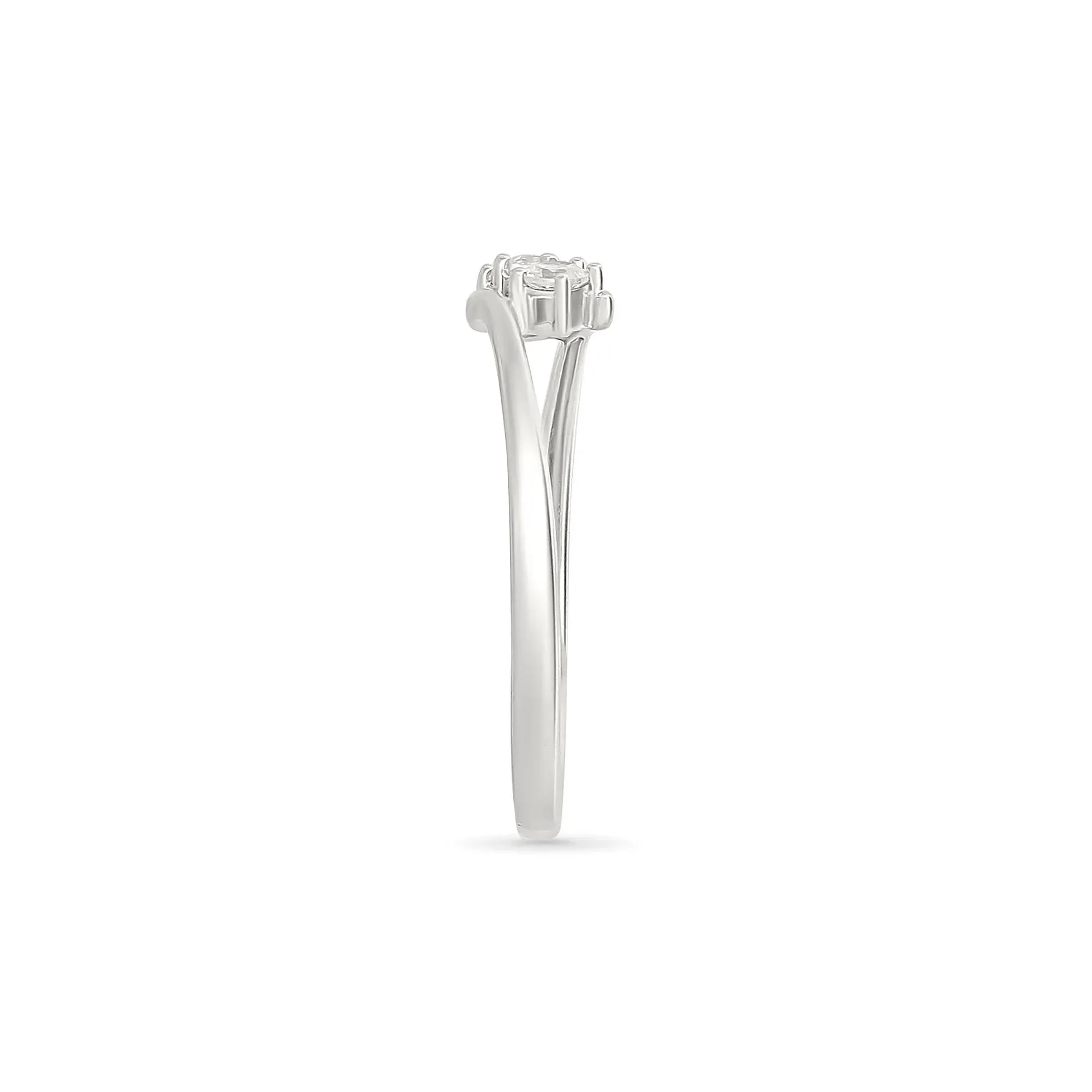 1/5 CT. Tw. Diamond Three-Stone Bypass Ring 10K White Gold Round Brilliant Cut Size 8 2mm - Image 3