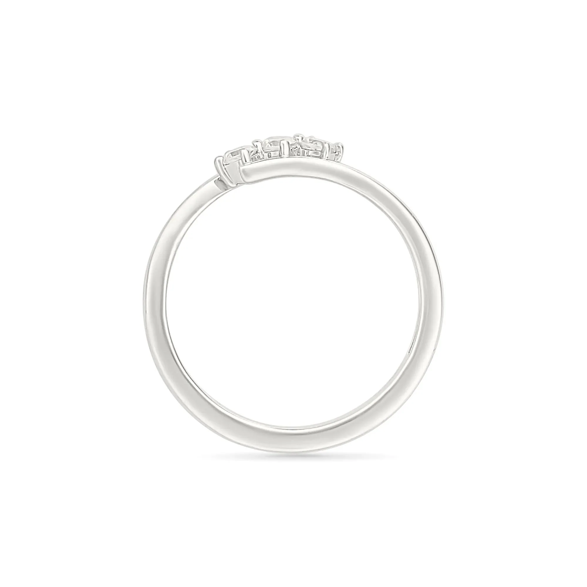 1/5 CT. Tw. Diamond Three-Stone Bypass Ring 10K White Gold Round Brilliant Cut Size 9.5 2mm - Image 2