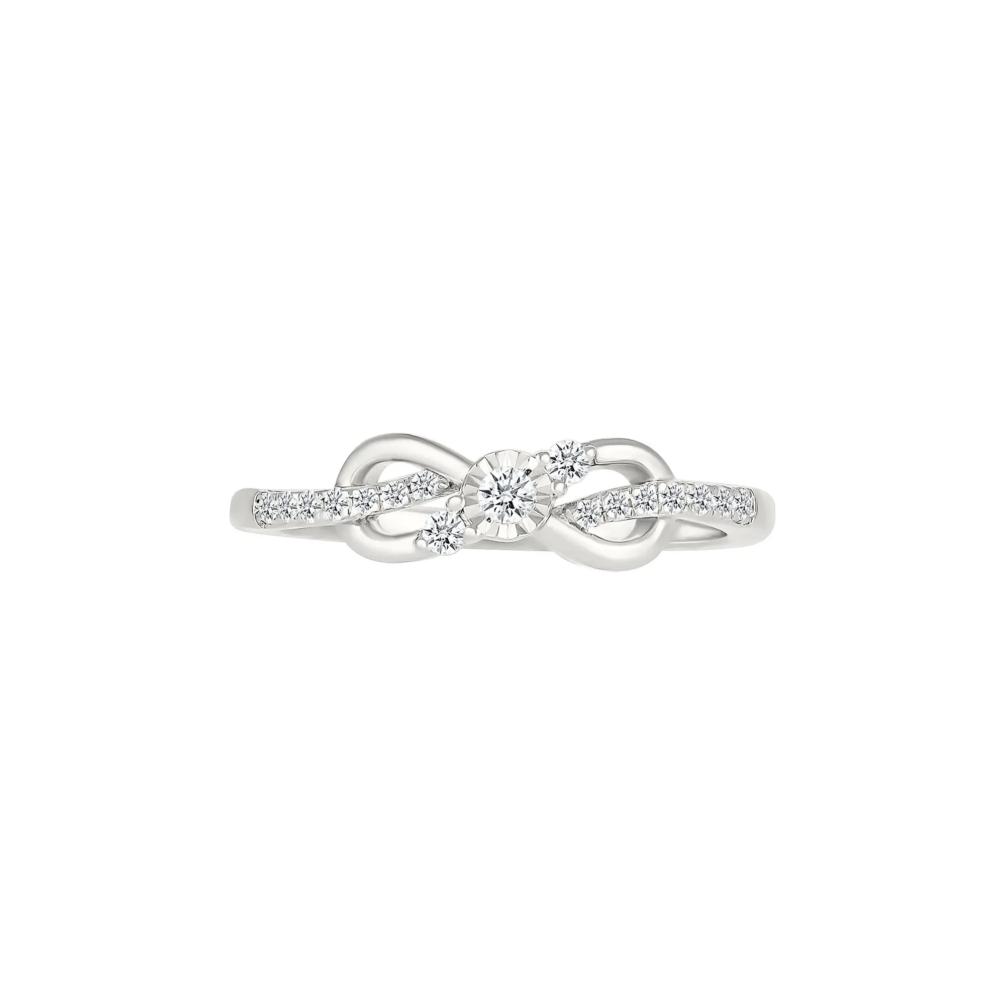 Diamond Accent Infinity Knot Ring .925 Sterling Silver Round Brilliant Cut White Size 10 2mm - Image 3