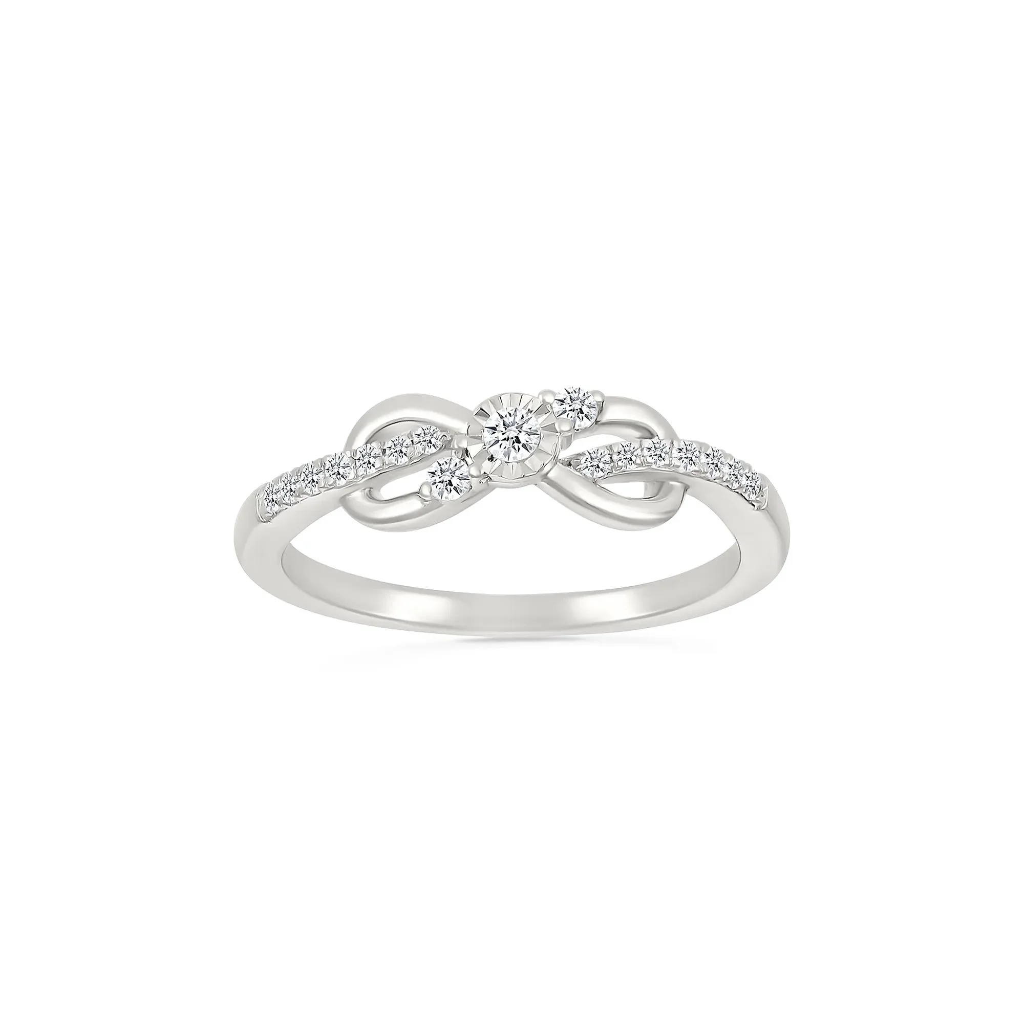 Diamond Accent Infinity Knot Ring .925 Sterling Silver Round Brilliant Cut White Size 6 2mm - Image 4