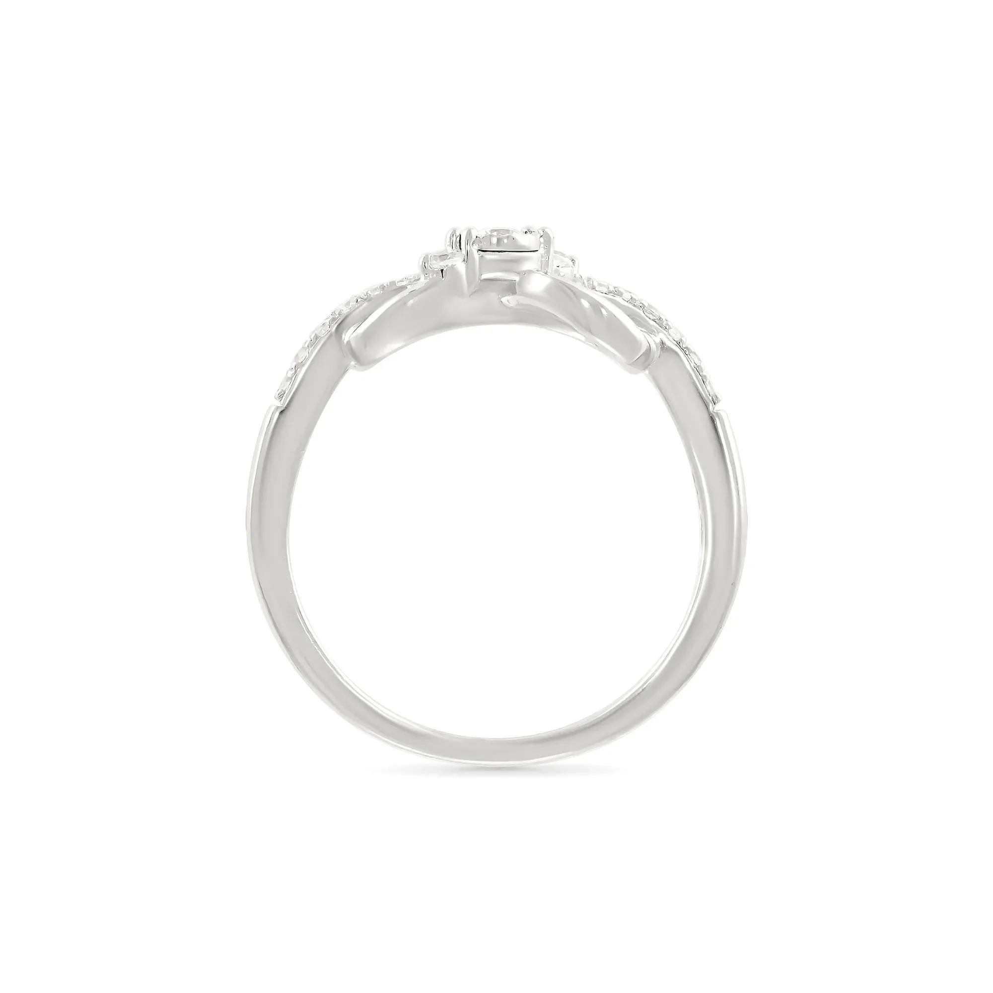 Diamond Accent Infinity Knot Ring .925 Sterling Silver Round Brilliant Cut White Size 7 2mm