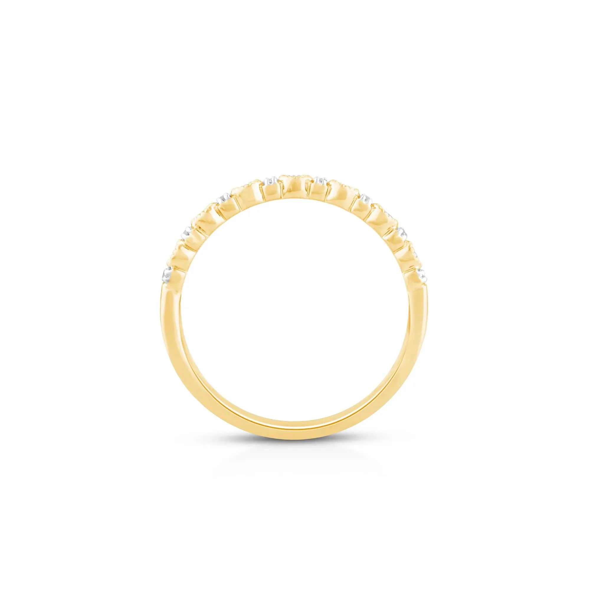 1/7 CT. Tw. Diamond Stack Band Ring 10K Yellow Gold Round Brilliant Cut Size 6 - Image 2