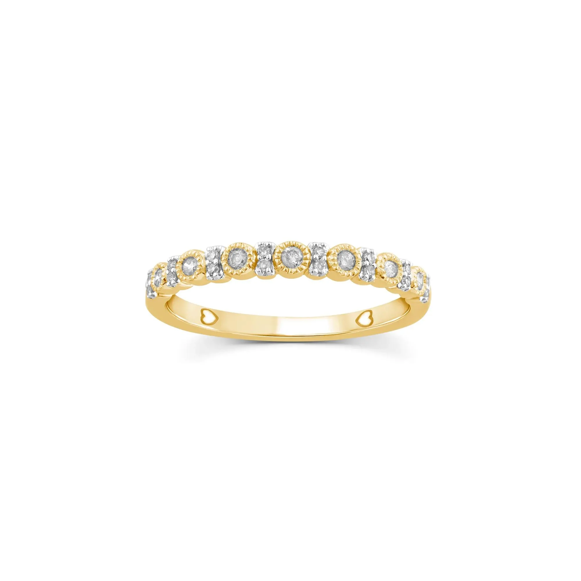 1/7 CT. Tw. Diamond Stack Band Ring 10K Yellow Gold Round Brilliant Cut Size 6.5