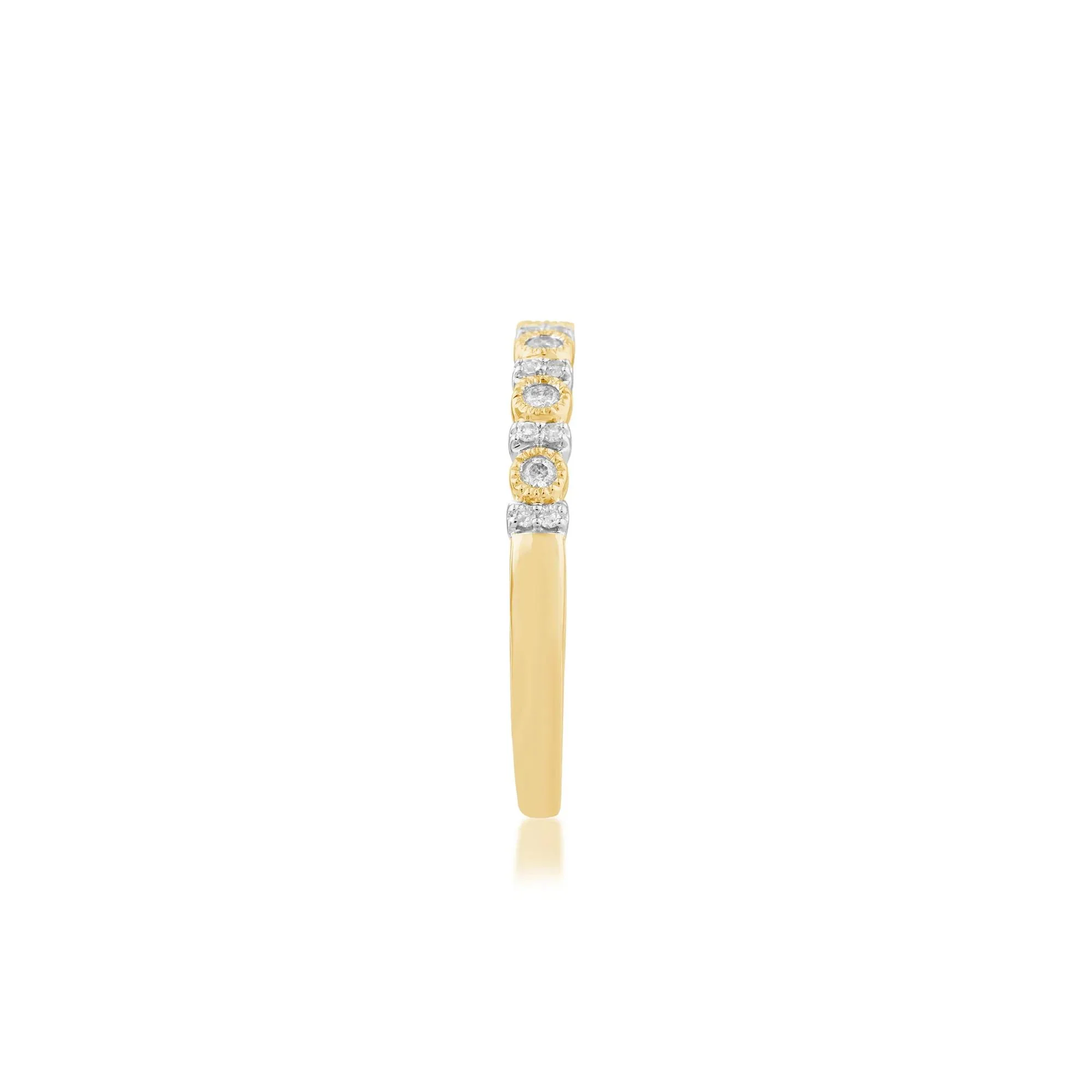 1/7 CT. Tw. Diamond Stack Band Ring 10K Yellow Gold Round Brilliant Cut Size 9 - Image 3