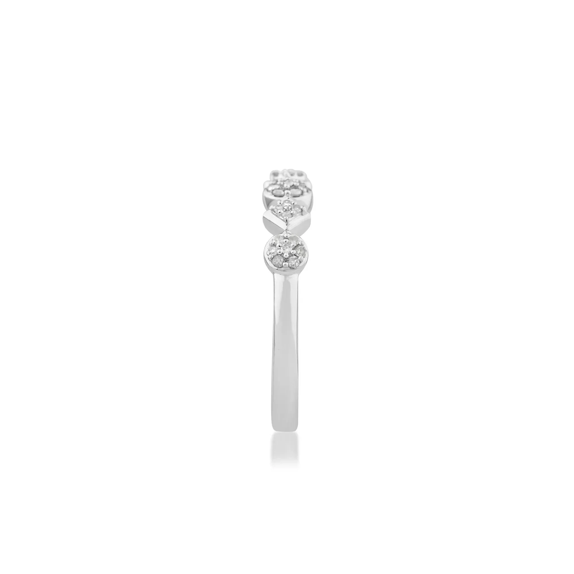 1/7 CT. Tw. Diamond Cluster Stack Band Ring 10K White Gold Size 8 - Image 3