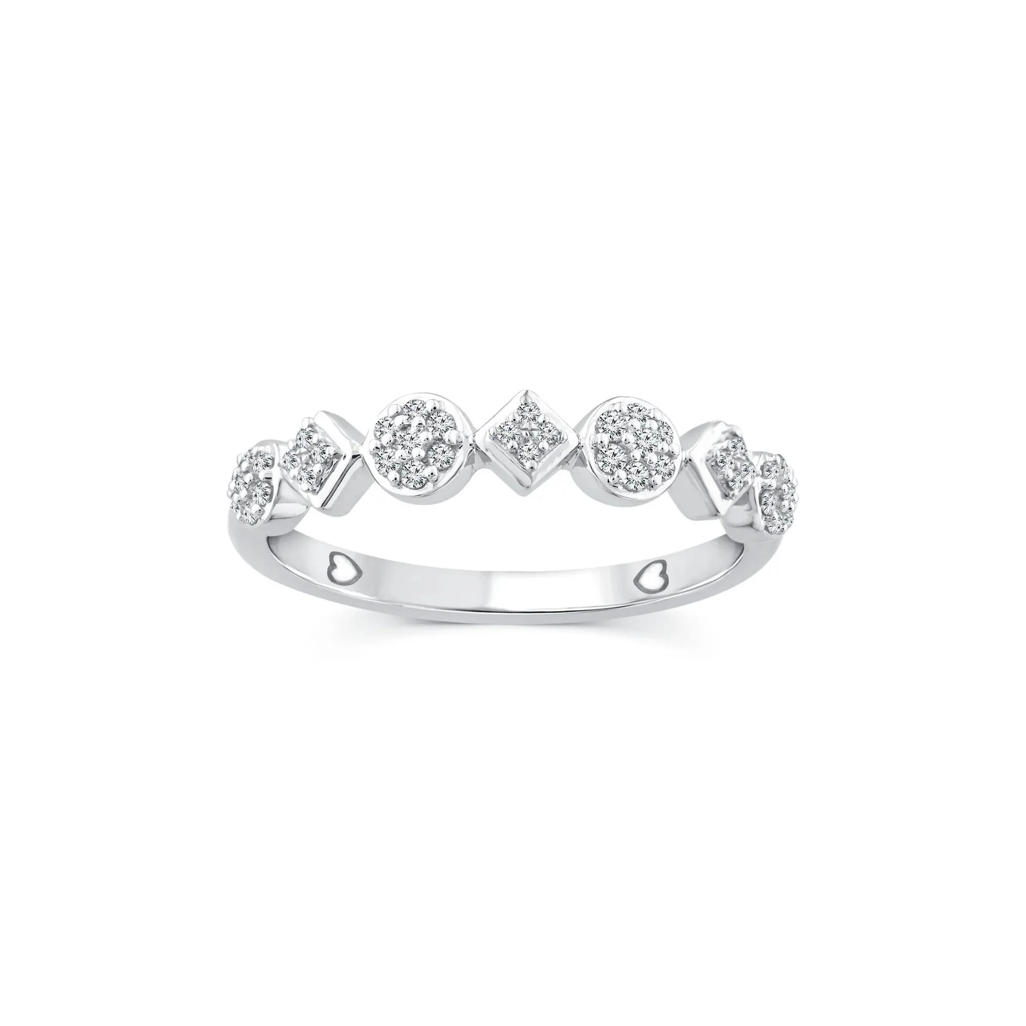1/7 CT. Tw. Diamond Cluster Stack Band Ring 10K White Gold Size 9