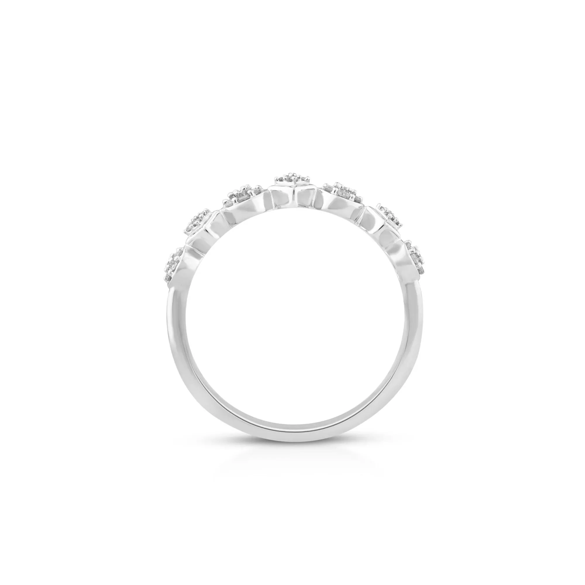 1/7 CT. Tw. Diamond Cluster Stack Band Ring 10K White Gold Size 9 - Image 2