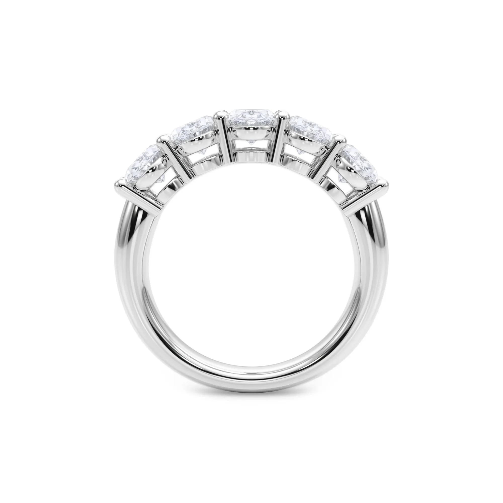 3 CT. Tw. Lab Grown Diamond Five-Stone Anniversary Band Ring 14K White Gold Size 6.5 6.5mm - Image 2